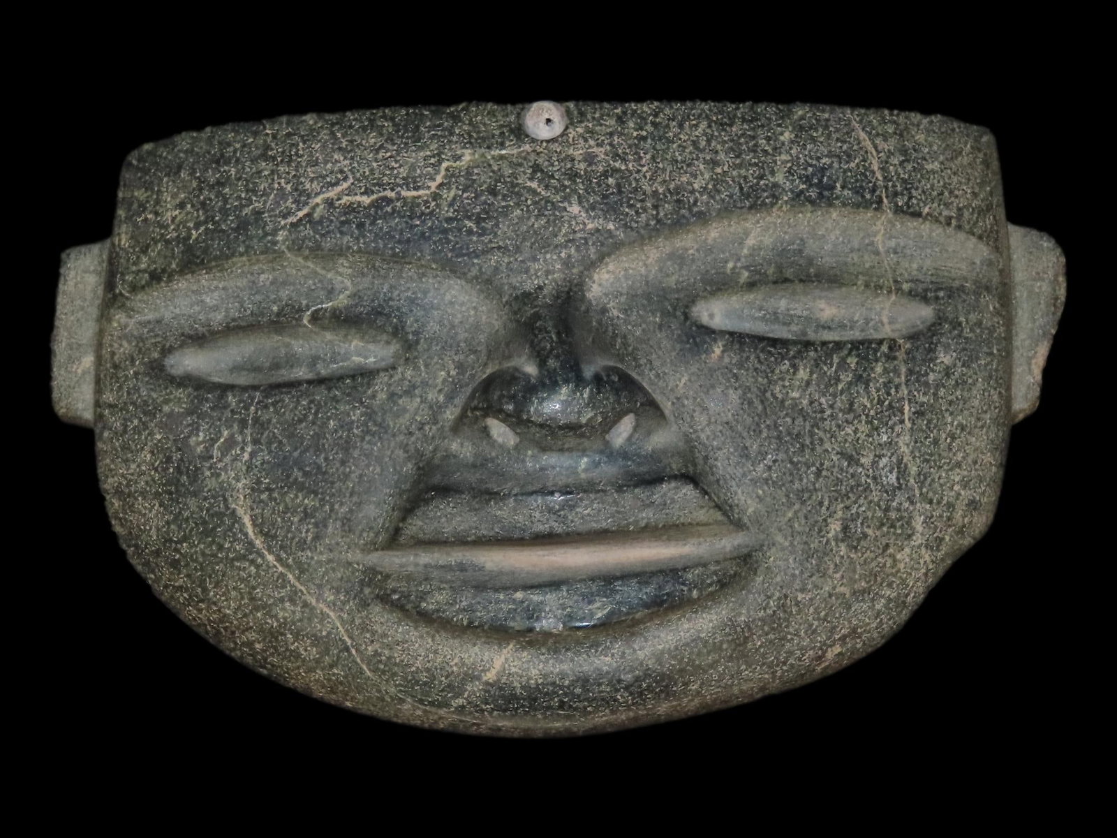 6 3/4?? x 3 7/8?? Pre-Columbian Olmec Mask, Mexico, Made of Greenish Hardstone (1 of 12)