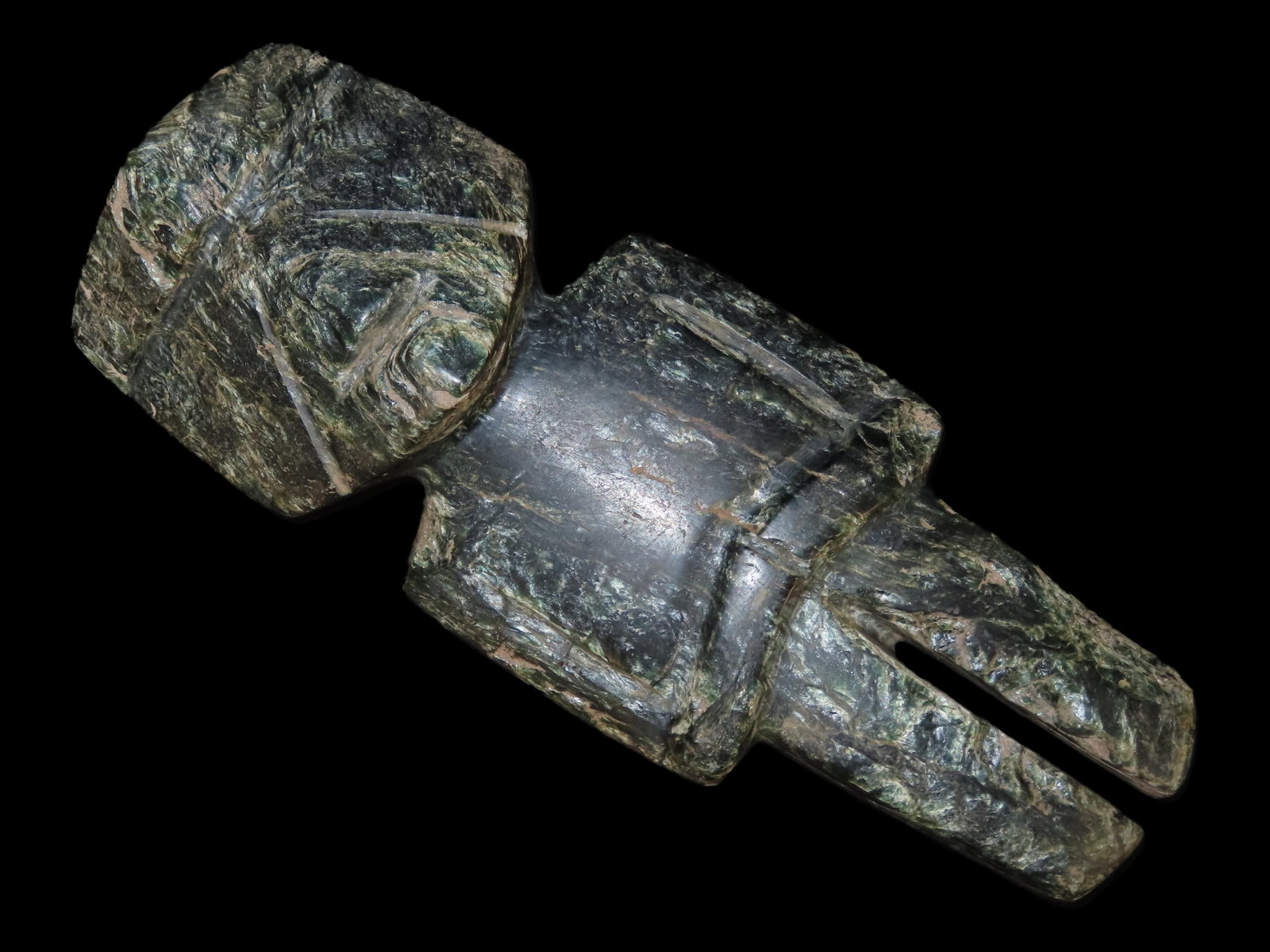 8 1/2?? x 3 1/4?? Pre-Columbian Stone Mezcala Diety Figure, Guerro Mexico, Made of Greenish (1 of 13)