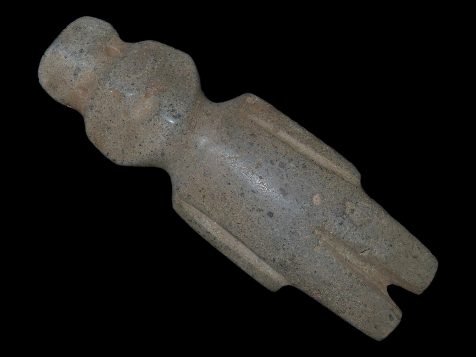 4 1/2?? x 1 1/2?? Pre-Columbain Mezcala Monvmental Stone Diety Figure, Guerrero Mexico: 4 1/2” x 1 1/2” Pre-Columbain Mezcala Monvmental Stone Diety Figure, Guerrero Mexico