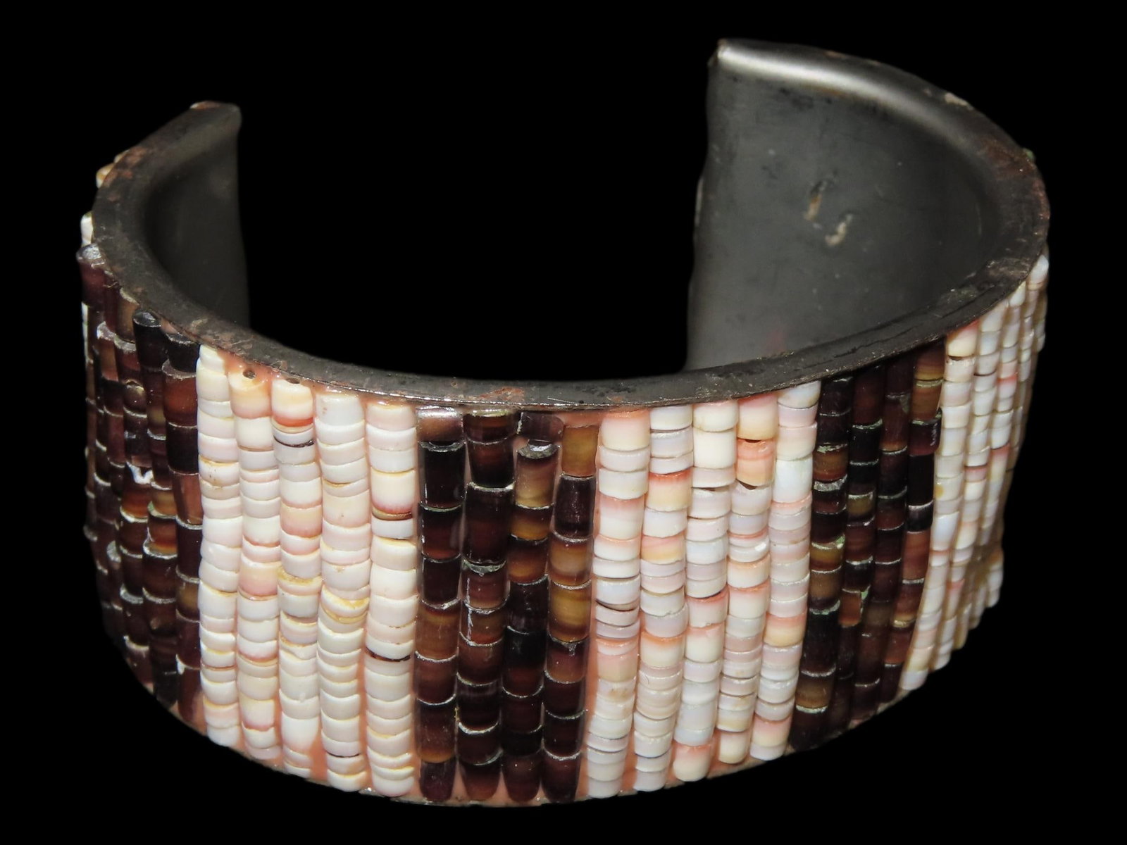 2 3/4" x 2 1/8" Vintage Dentilian Bead Cuff Bracelet, From Old Southwestern Trading Post: 2 3/4" x 2 1/8" Vintage Dentilian Bead Cuff Bracelet, From Old Southwestern Trading Post