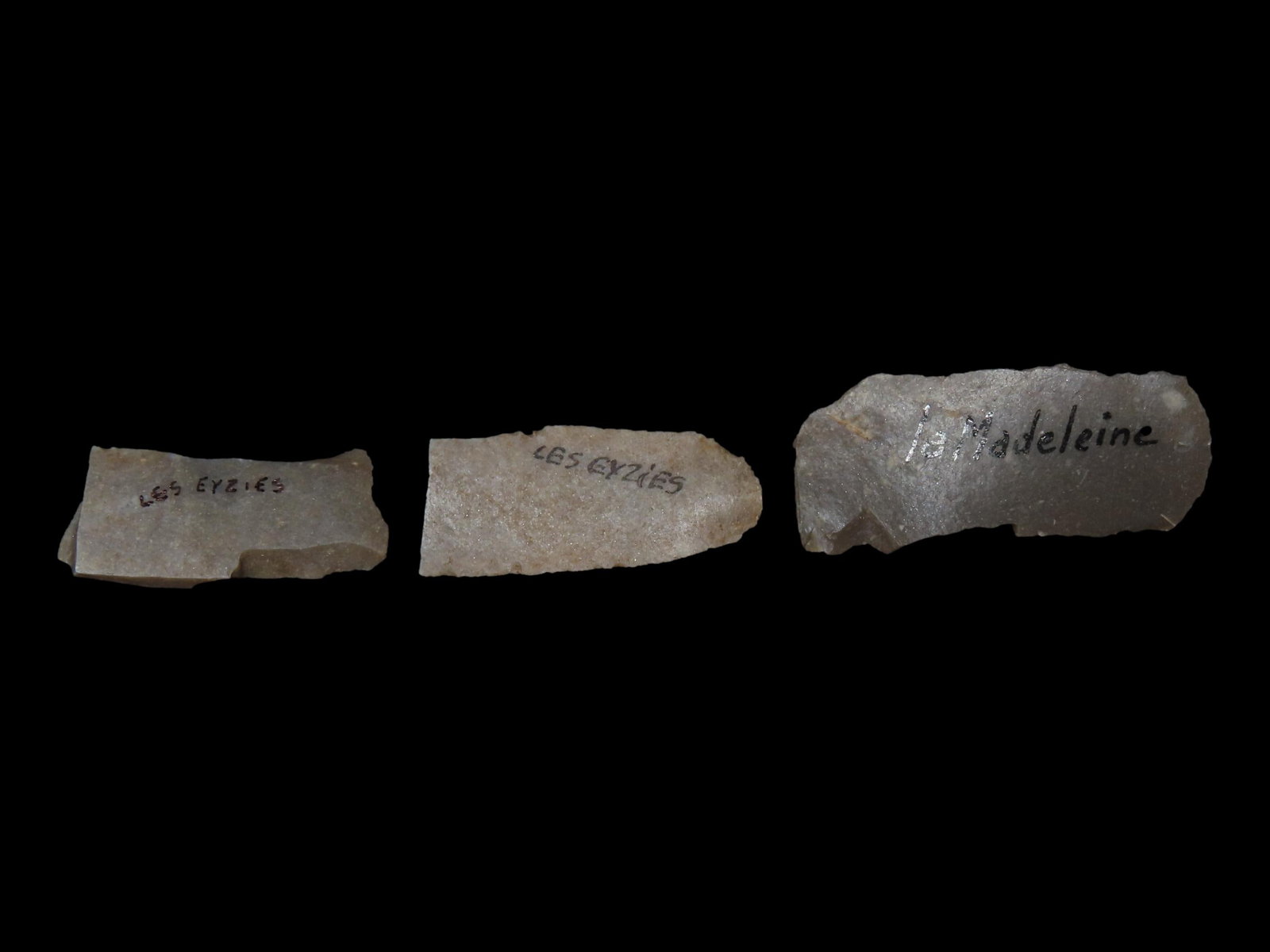 Scraper and Lateral Burin Artifacts from La Madeleine, Info Card Included: Scraper and Lateral Burin Artifacts from La Madeleine, Info Card Included