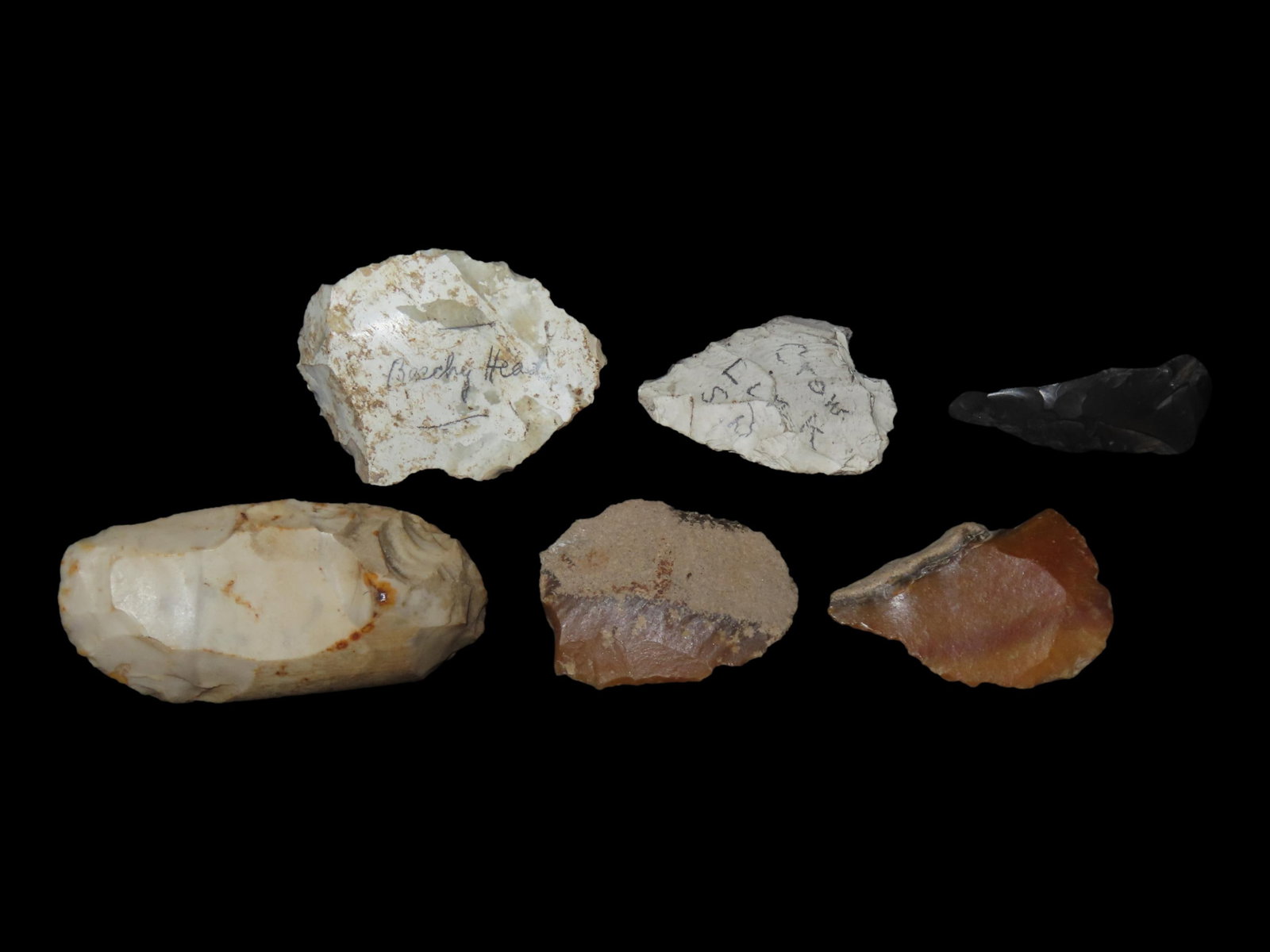 Neo/Mesolithic Flint Artifacts, Found at Beachy Head, Sussex in the 1890s, French & Henry Dewey: Neo/Mesolithic Flint Artifacts, Found at Beachy Head, Sussex in the 1890s, French & Henry Dewey Collections, Info Cards Included