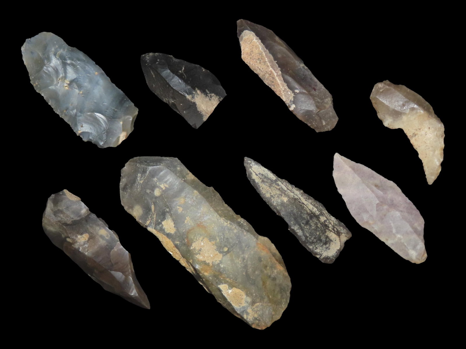 Lot of Neolithic Points and Upper Paleo Burin, France, Info and Cards with Points (1 of 4)