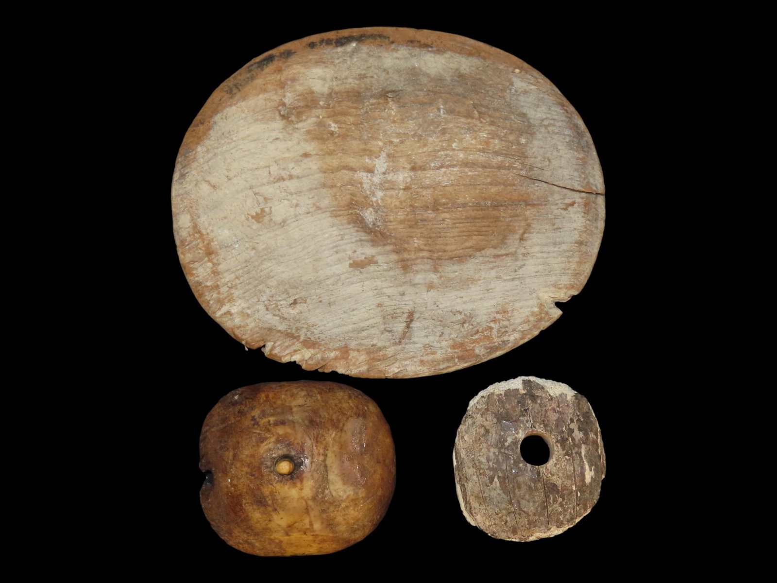 6?? Wooden Bowl with Two Other Wooden Artifacts, Bering Sea (1 of 10)