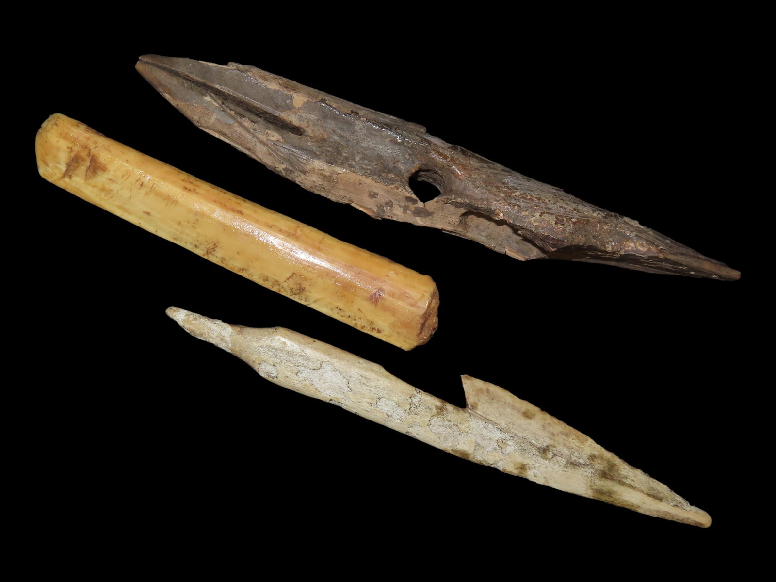 Eskimo Bone Harpoon Head and Tools from Bering Sea, Alaska (1 of 12)