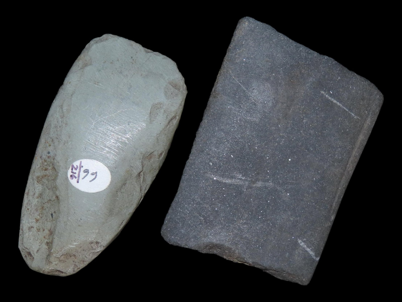 Lot of Two Slate Artifacts, Alaska, One Celt, Eskimo (1 of 8)
