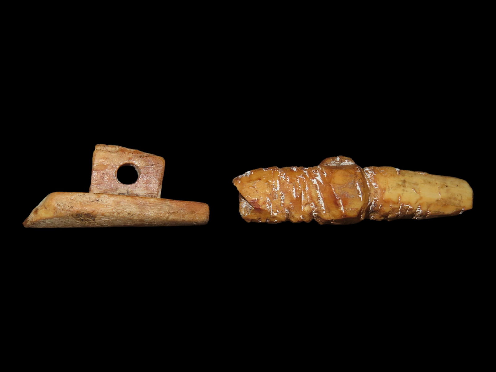 Lot of Two Artifacts/Tools, Plug and Toggle, Eskimo, Bering Sea, Alaska (1 of 11)