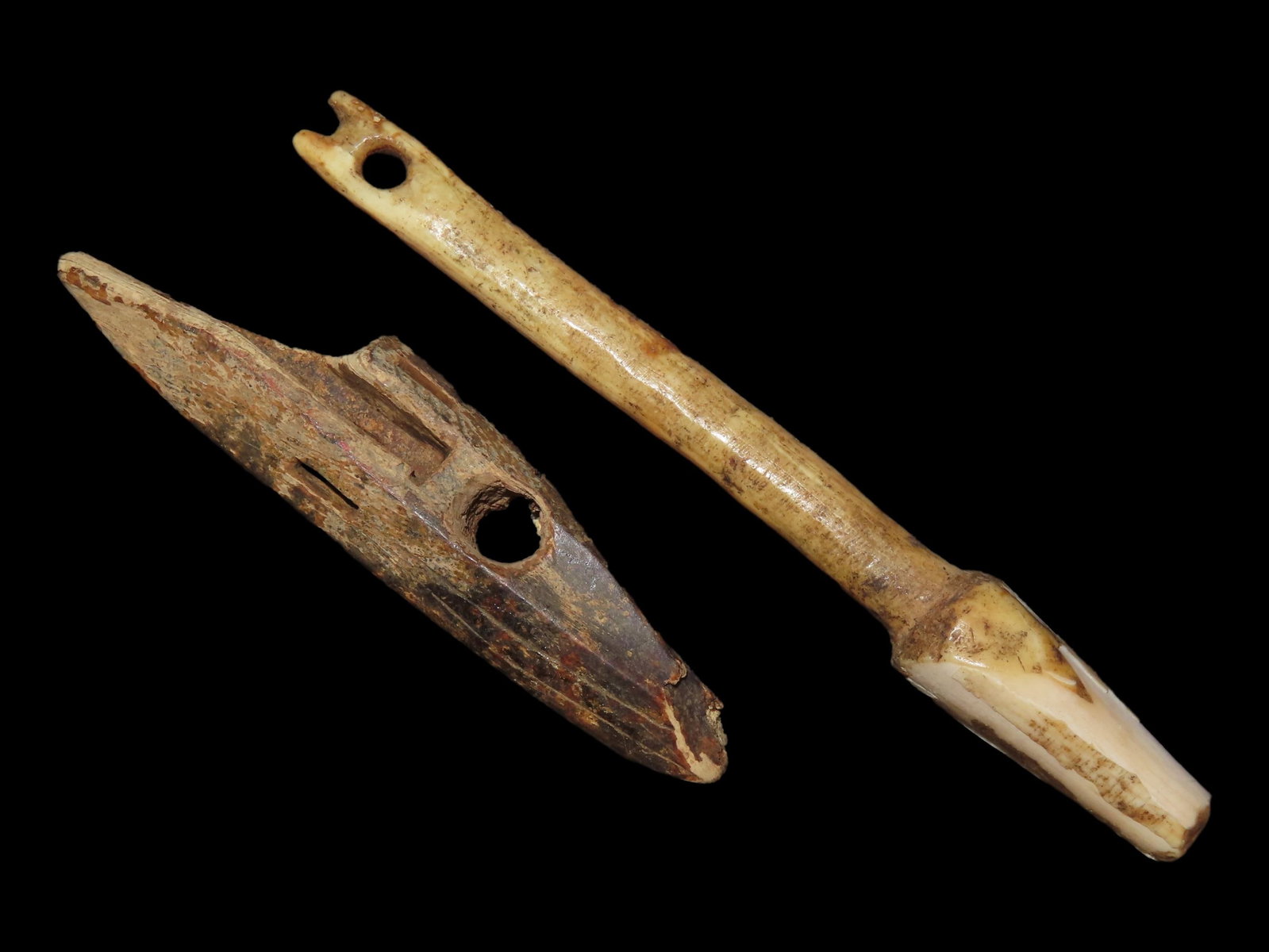 Lot of 2 Eskimo Tomcod Hook and Harpoon Head, Bering Sea, Alaska (1 of 10)