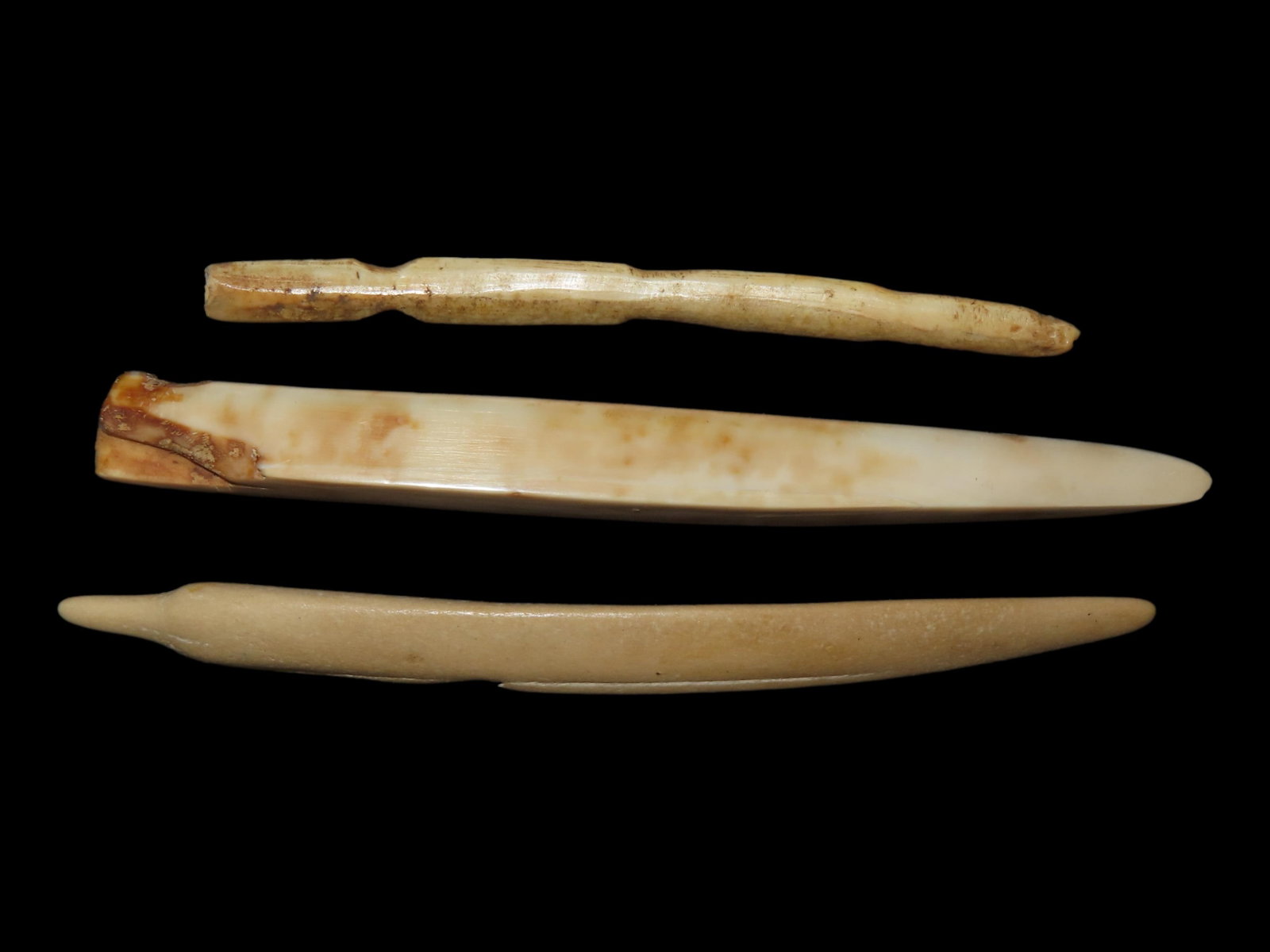 Lot of 3 Eskimo Awls, Bering Sea, Alaska: Lot of 3 Eskimo Awls, Bering Sea, Alaska