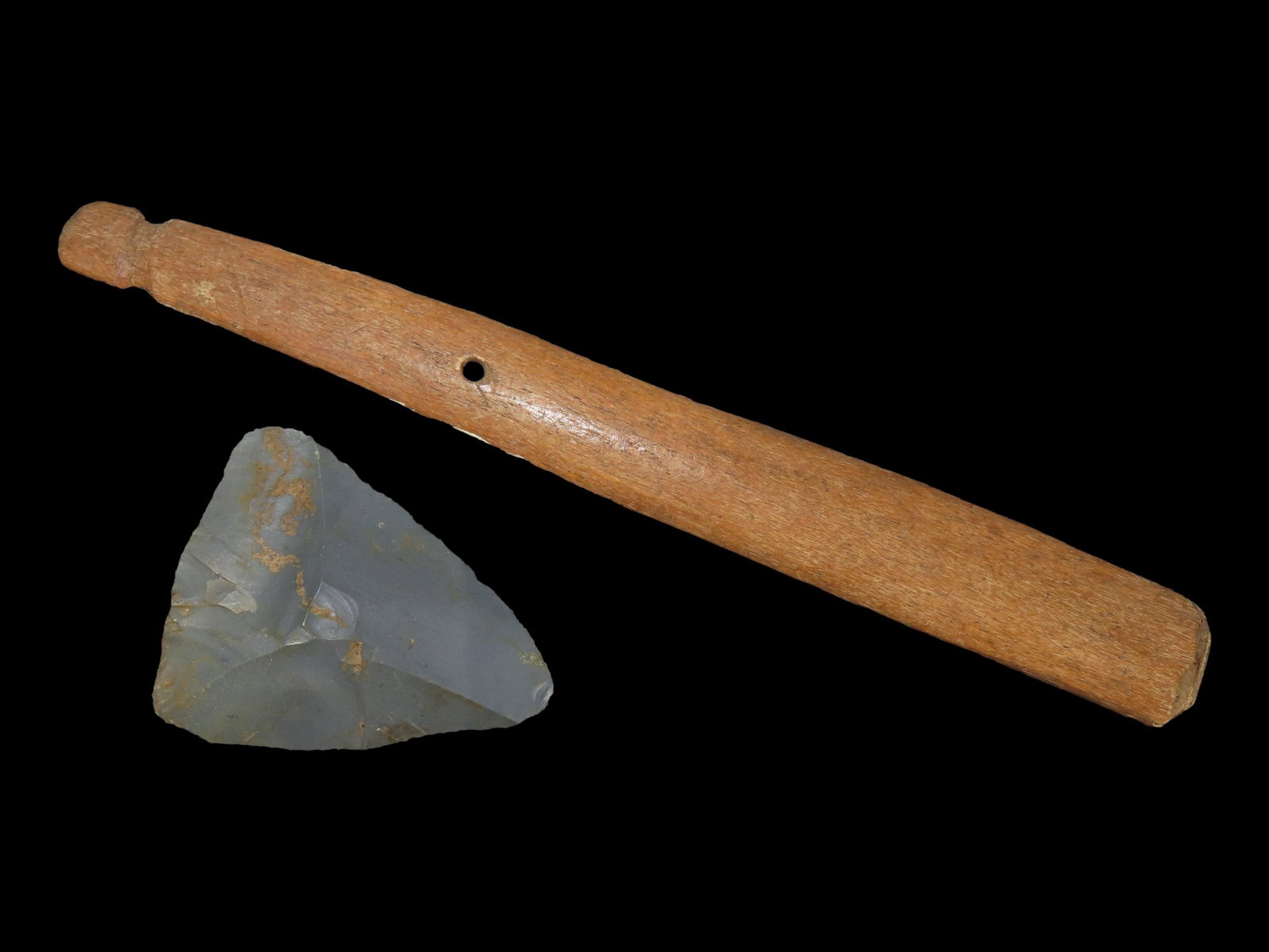 2 1/4?? Eskimo Flint Blade and Bone Fleshing Tool, Bering Sea, Alaska (1 of 8)