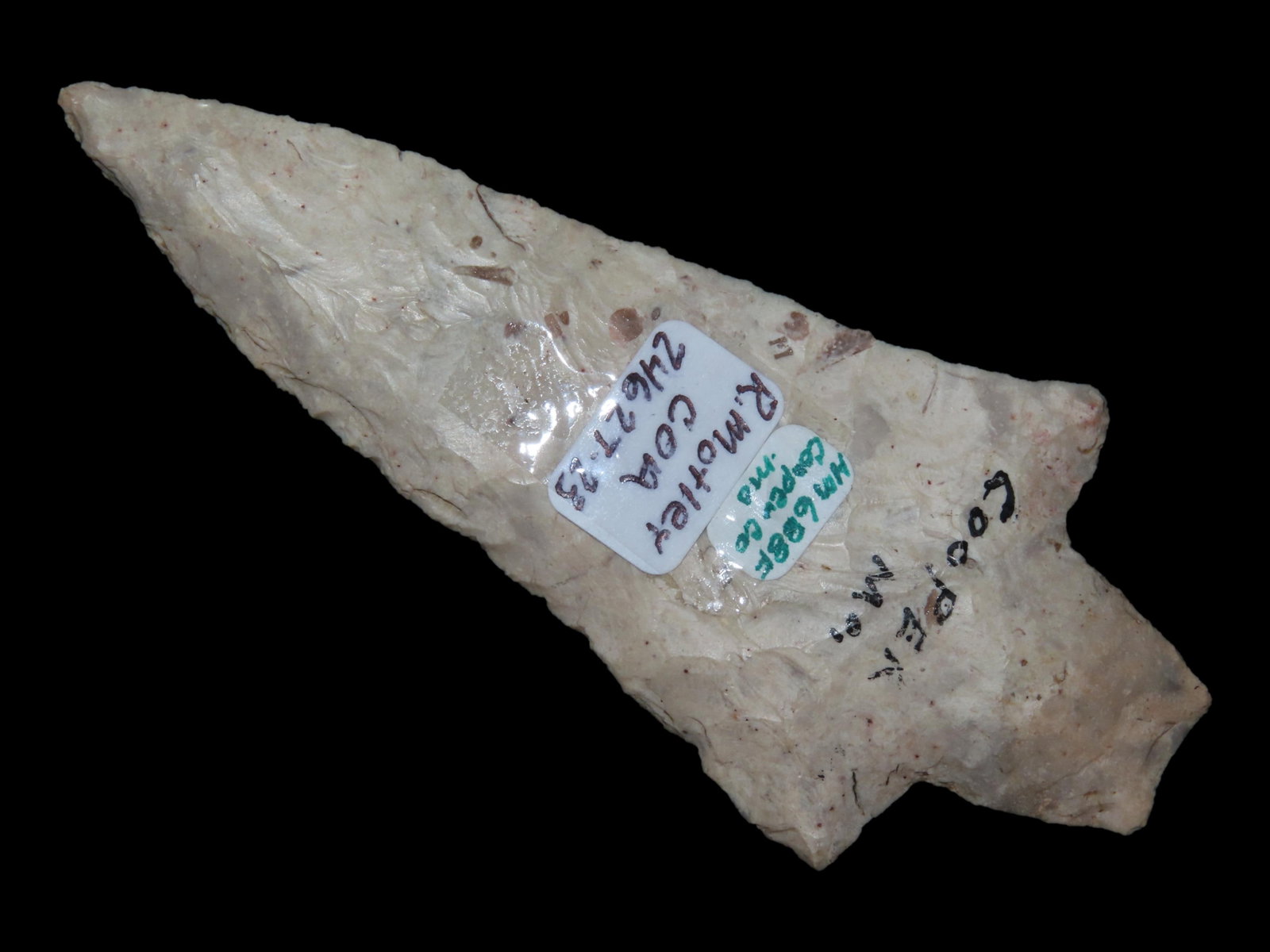 4 1/4" Dickson Point, Motley COA, Burlington Chert, Cooper Co., Missouri, Ex. Herbert Mangold (1 of 9)