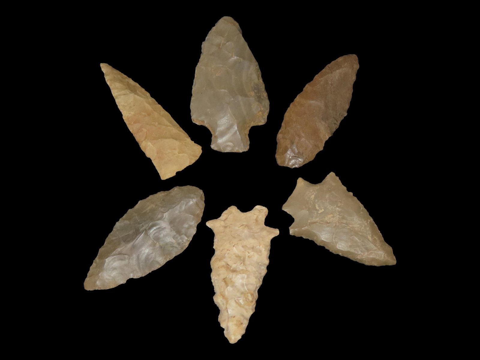 Lot of 6 Archaic/Woodland Arrowheads, Benton Co., Tennessee (1 of 8)