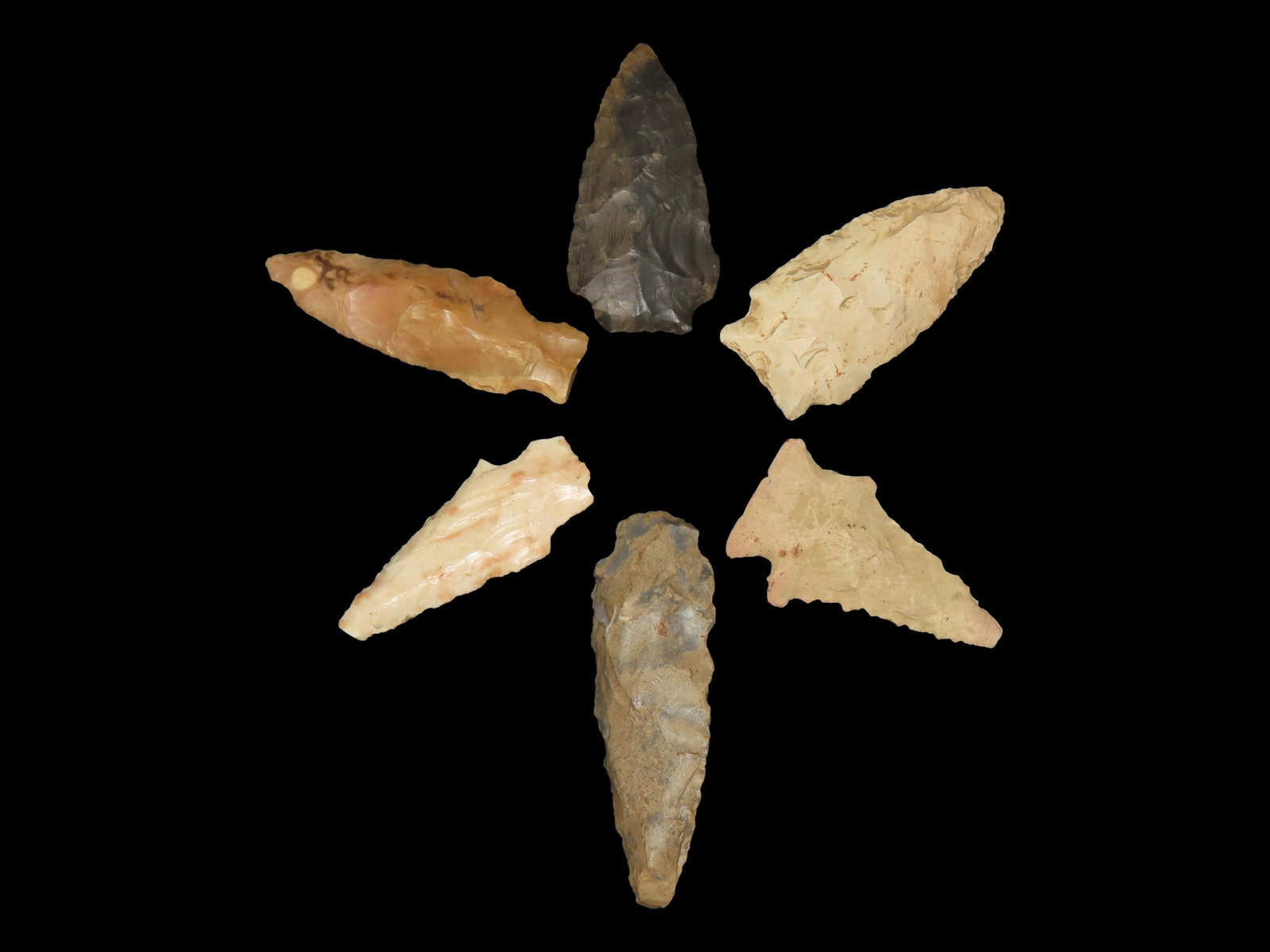 Lot of 6 Archaic/Woodland Arrowheads, Benton Co., Tennessee (1 of 8)