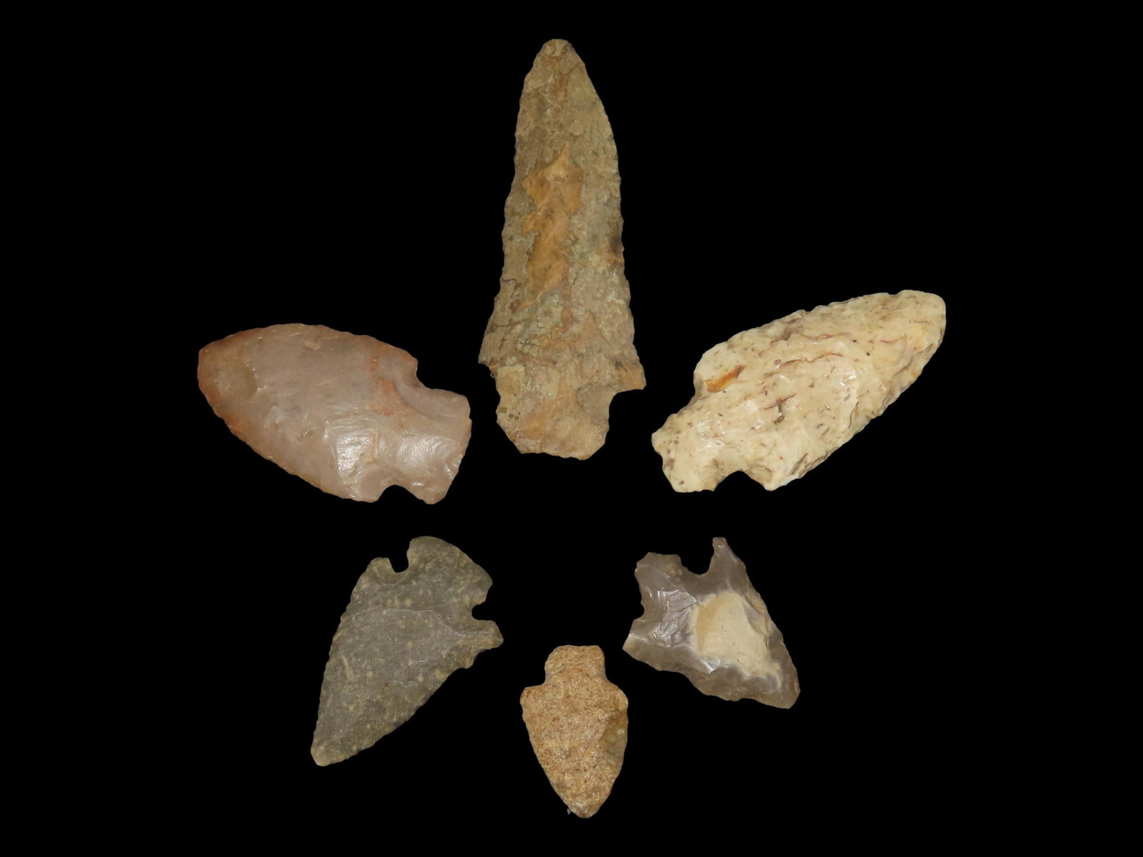 Lot of 6 Archaic/Woodland Arrowheads, Benton Co., Tennessee (1 of 8)