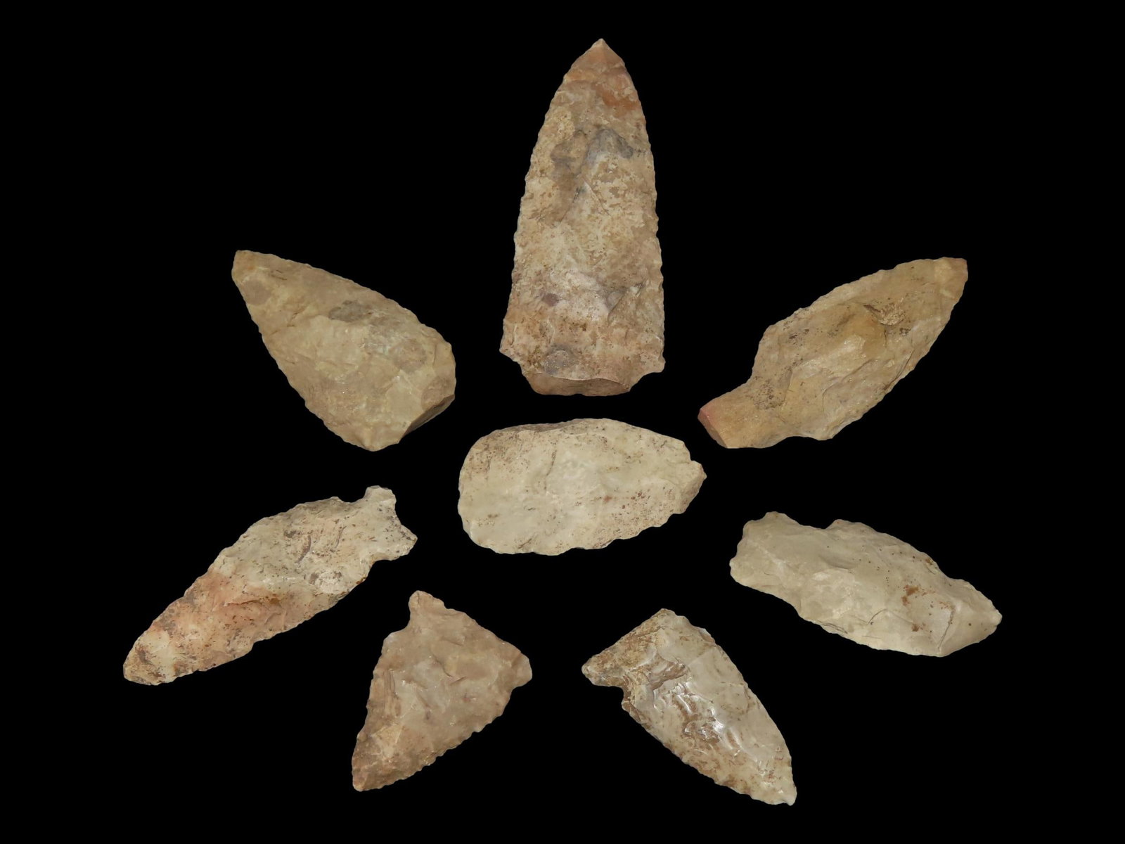 Lot of 8 Archaic/Woodland Points, DeKalb Co., Illinois (1 of 2)
