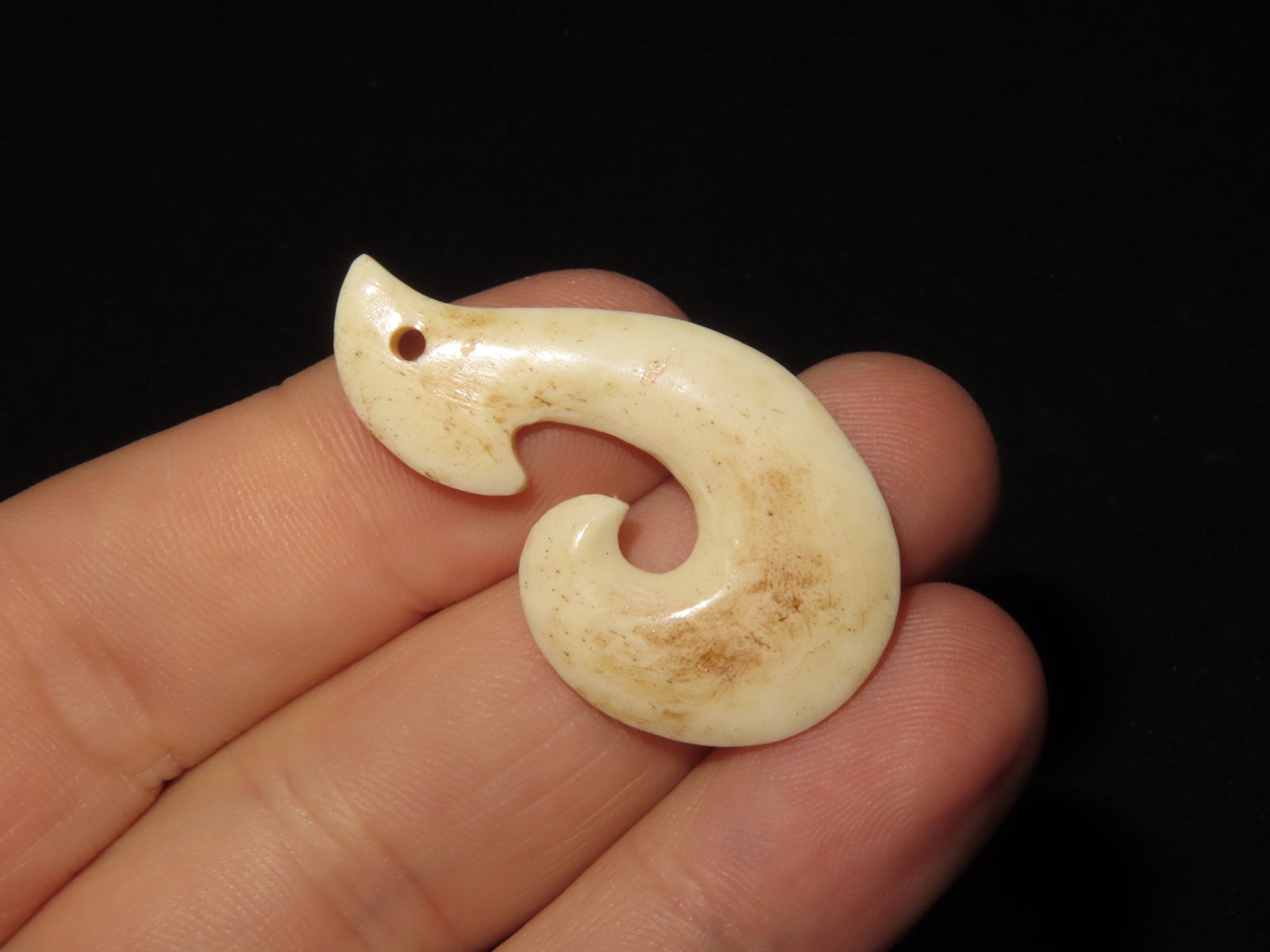 Small Hook Bone Effigy Pendant - 2