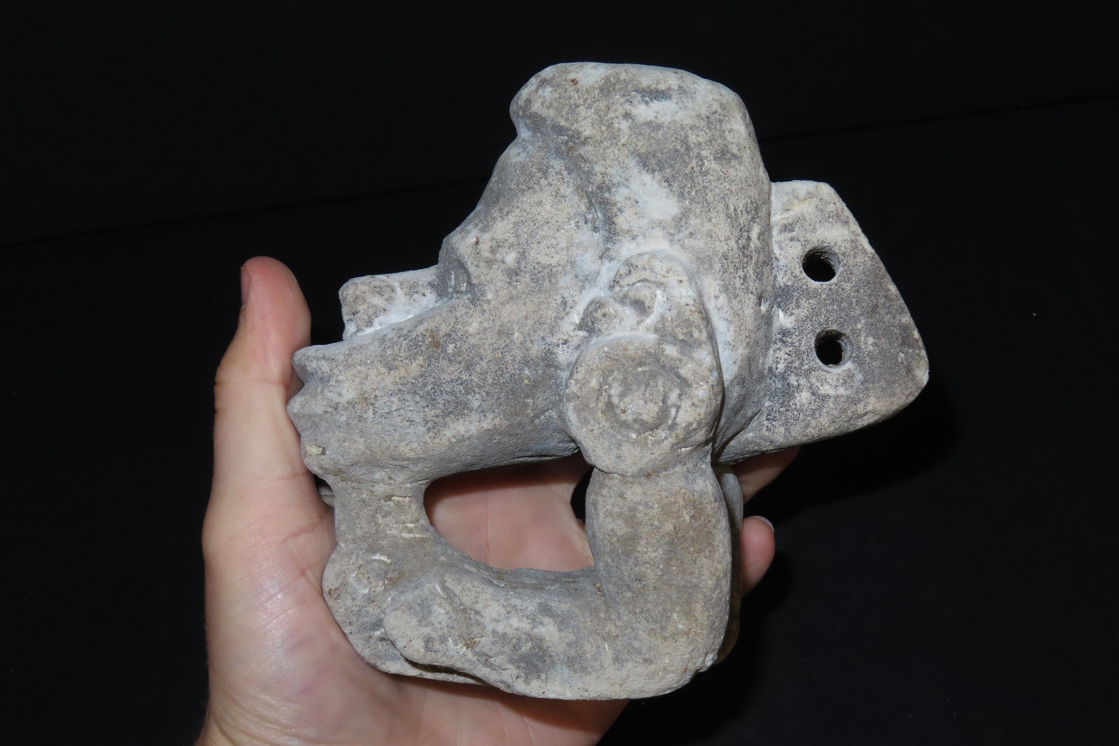 5 3/8" Tall Solomon Islands Stone Funeral Shrine Votive in the Form of an Nguzu Figure, Representing (1 of 8)