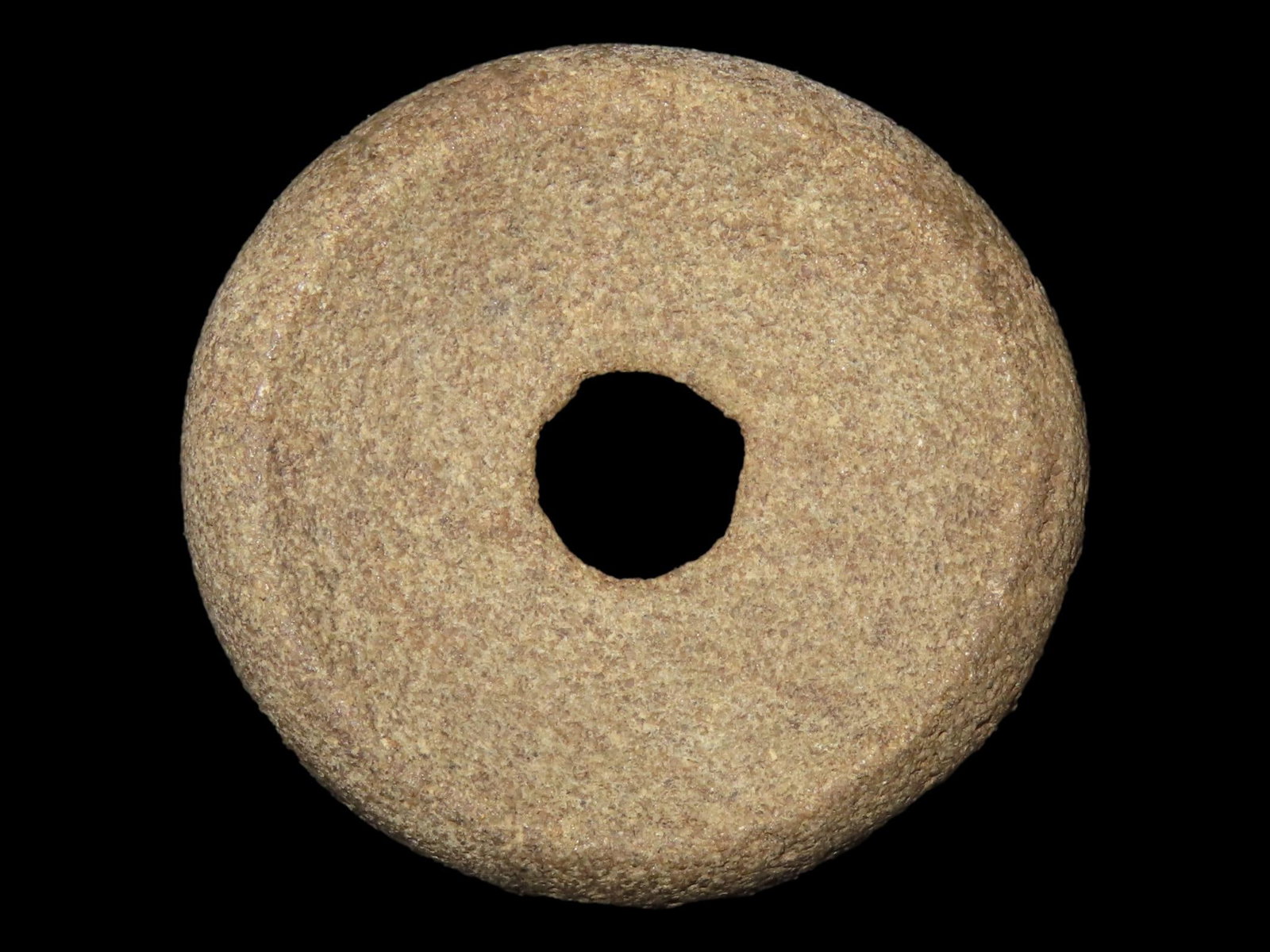 Nice 2" Perforated Cahokia Discoidal, Madison Co. Illinois. Motley COA. Made from a tan Quartzite. (1 of 7)