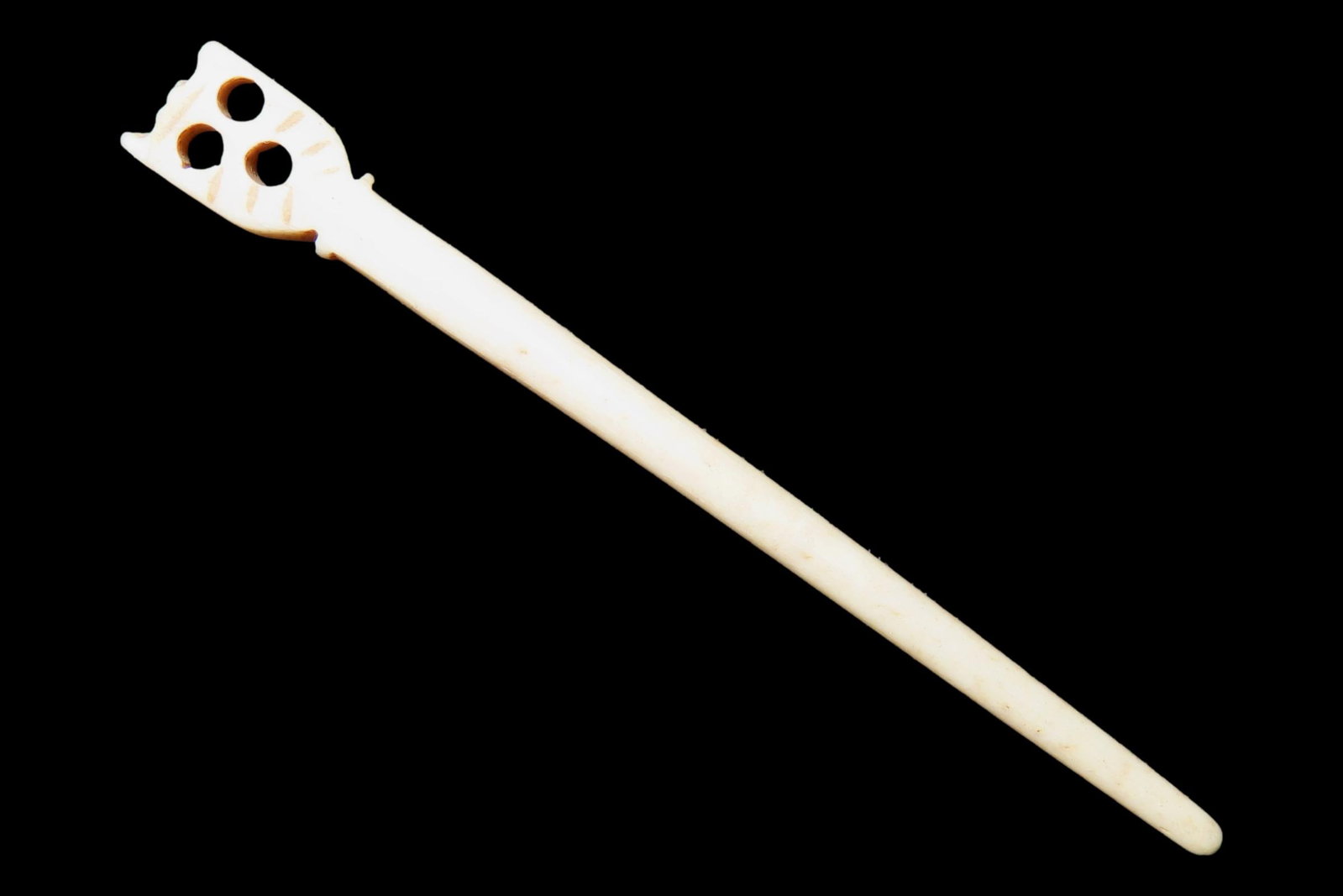 Rare Owl Effigy Polished Bone Hairpin found in North Dakota. Amazing example with great polish and (1 of 7)