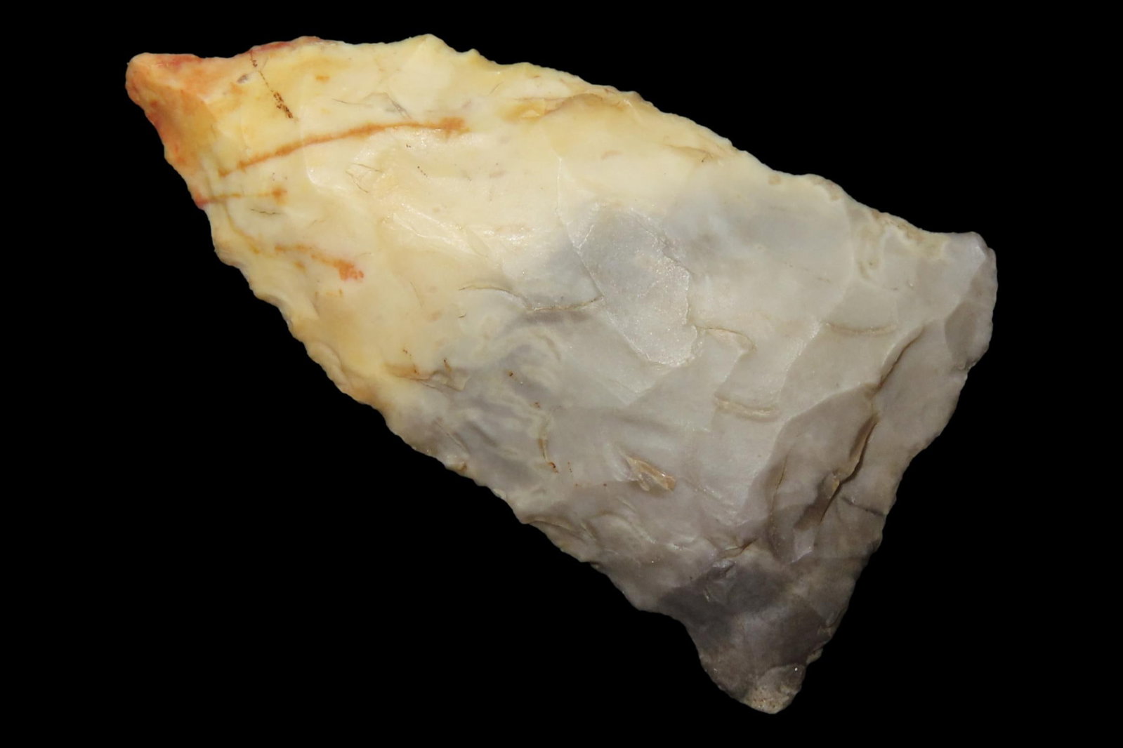Colorful 1 7/8" Florida Paleo-Archaic Union Side Notch found in Citrus County, FL. Ex Brian Boles (1 of 6)