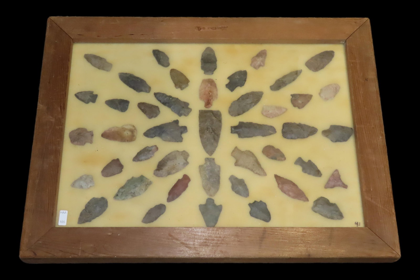 24" x 18" Frame full of Arrowheads found in Wayne & Hardin County Tennessee by Boyd Cole. Indian (1 of 8)
