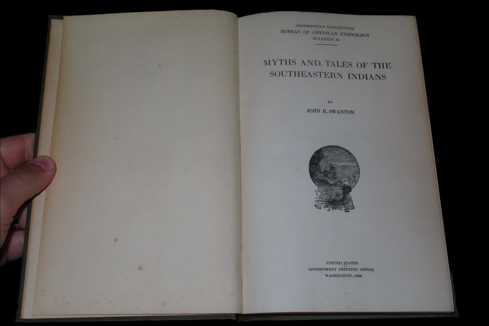 1929 FIRST EDITION HARDBACK BOOK; MYTHS & TALES OF THE SOUTHEASTERN INDIANS, BY JOHN SWANTON. 275 (1 of 5)