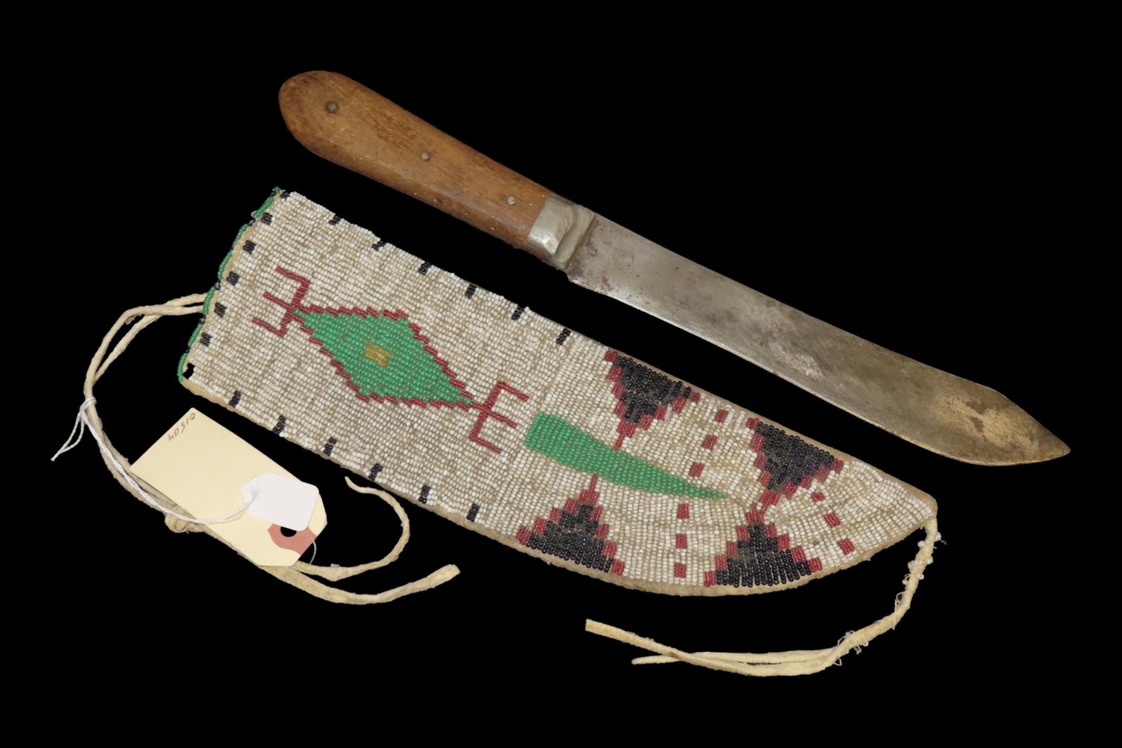 Phenomenal Plains Indian Beaded Knife Sheath /w Original Knife. Historic Native American (1 of 8)