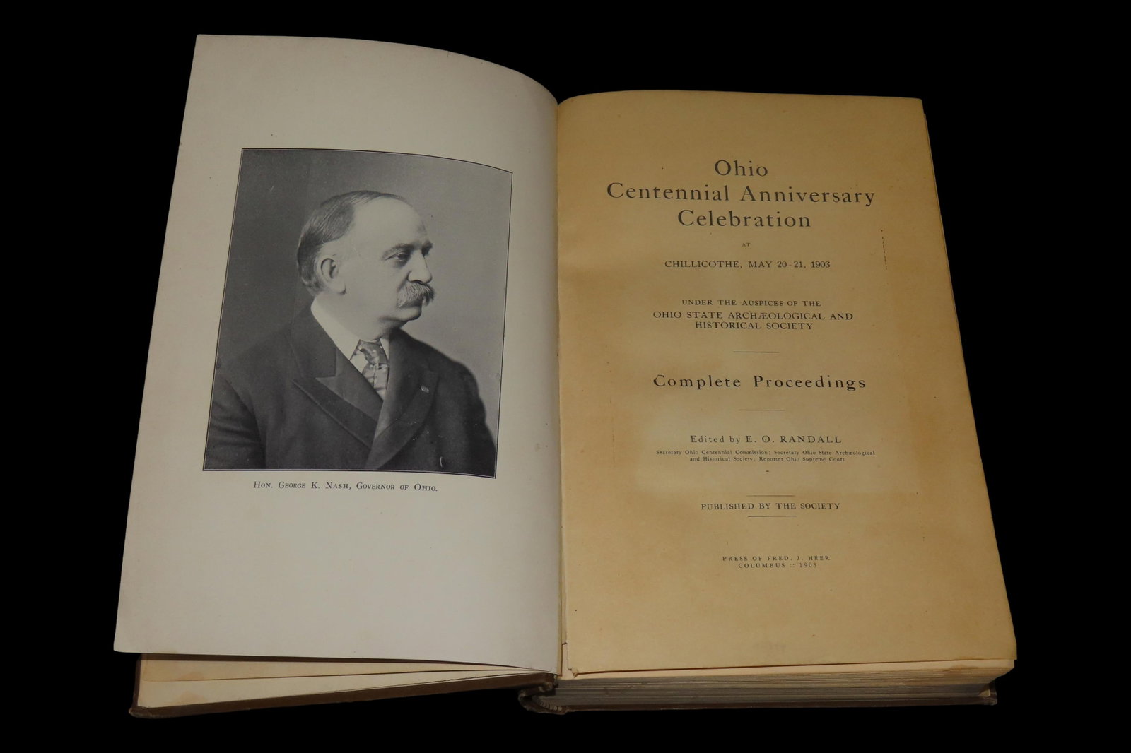 1903 FIRST EDITION HARDBACK; OHIO CENTENNIAL ANNIVERSARY CELEBRATION, OHIO STATE ARCHAEOLOGY & (1 of 4)