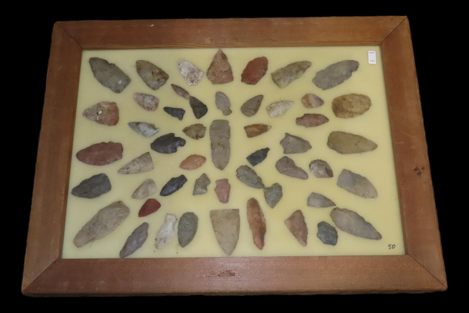 24" x 18" Frame full of Arrowheads found in Wayne & Hardin County Tennessee by Boyd Cole. Indian (1 of 8)