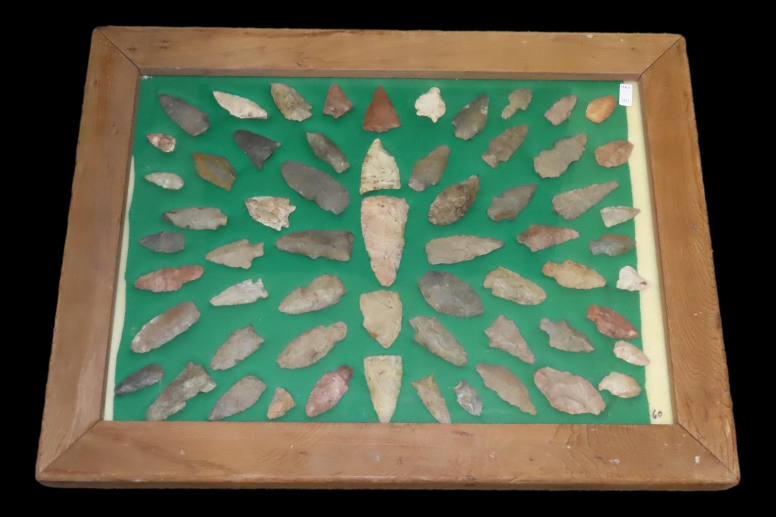 24" x 18" Frame full of Arrowheads found in Wayne & Hardin County Tennessee by Boyd Cole. Indian (1 of 7)