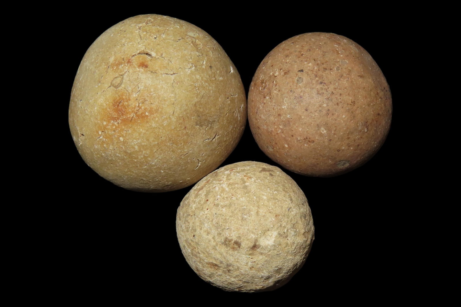 Group of 3 Hardstone Game Balls found in Western Kentucky. Nice examples. (1 of 5)