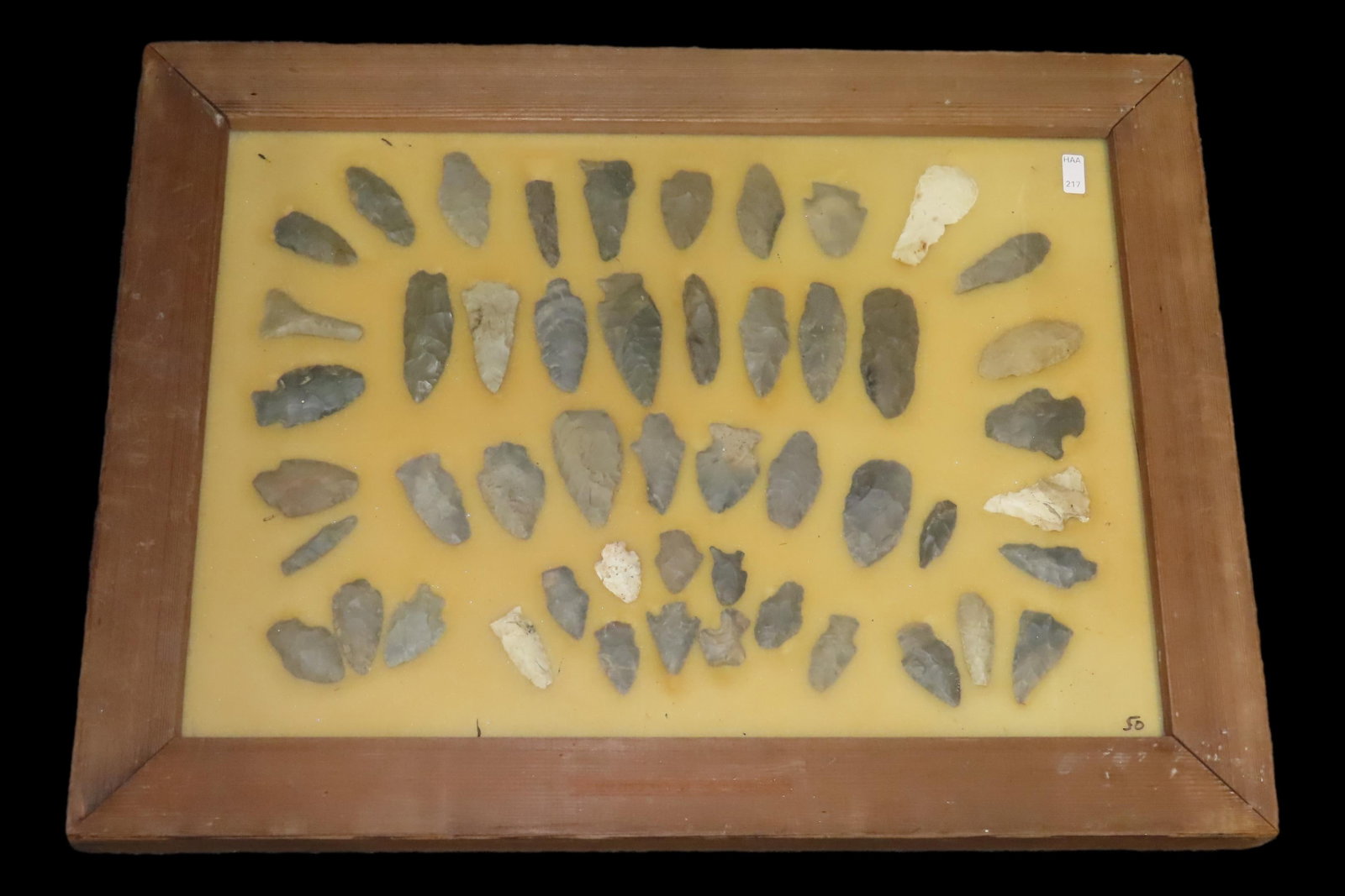 24" x 18" Frame full of Arrowheads found in Wayne & Hardin County Tennessee by Boyd Cole. Indian (1 of 6)