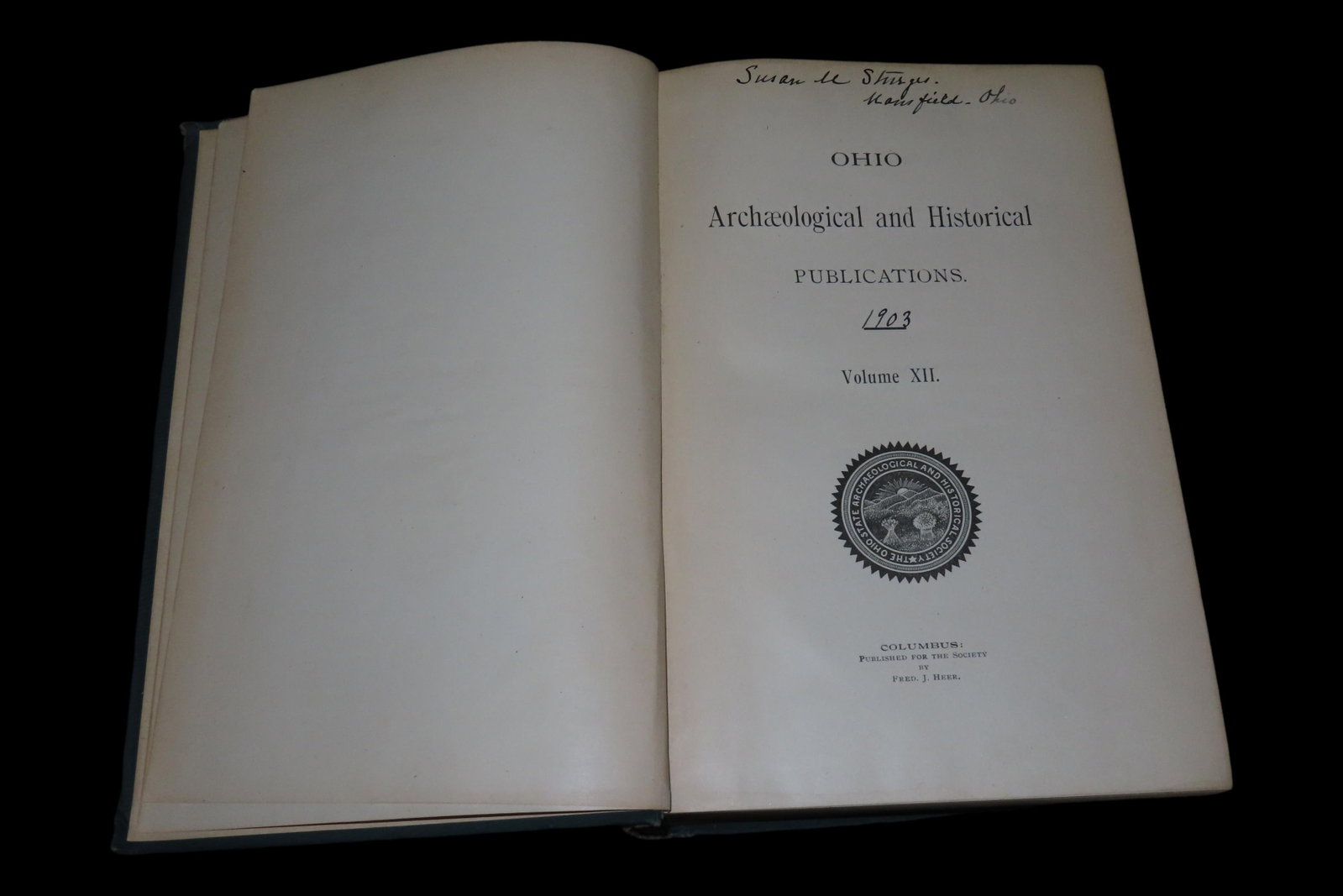 1903 FIRST EDITION HARDBACK; OHIO ARCHAEOLOGICAL AND HISTORICAL SOCIETY PUBLICATIONS VOLUME 12, 478 (1 of 4)