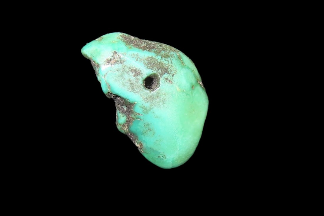 Colorful Mimbres / Hohokam Turquoise Pendant found in Arizona. Nicely shaped and polished example, (1 of 6)