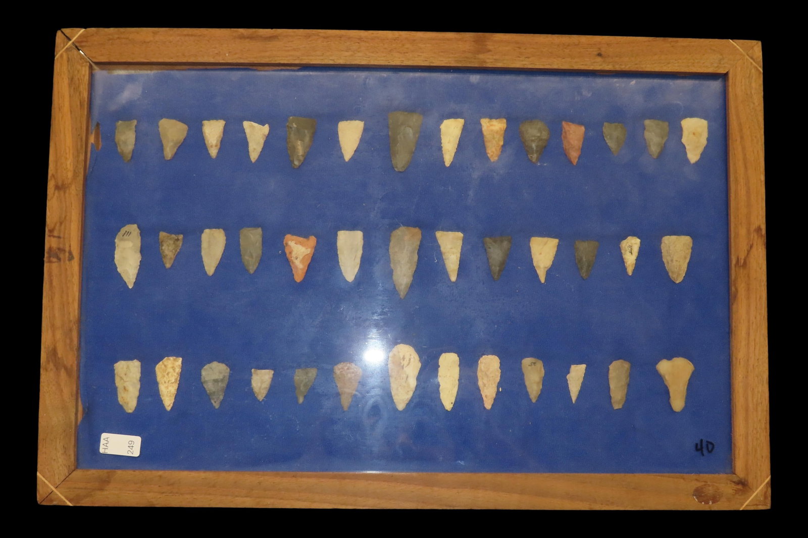 18" x 12" Frame full of Arrowheads found in Wayne & Hardin County Tennessee by Boyd Cole. Indian (1 of 8)