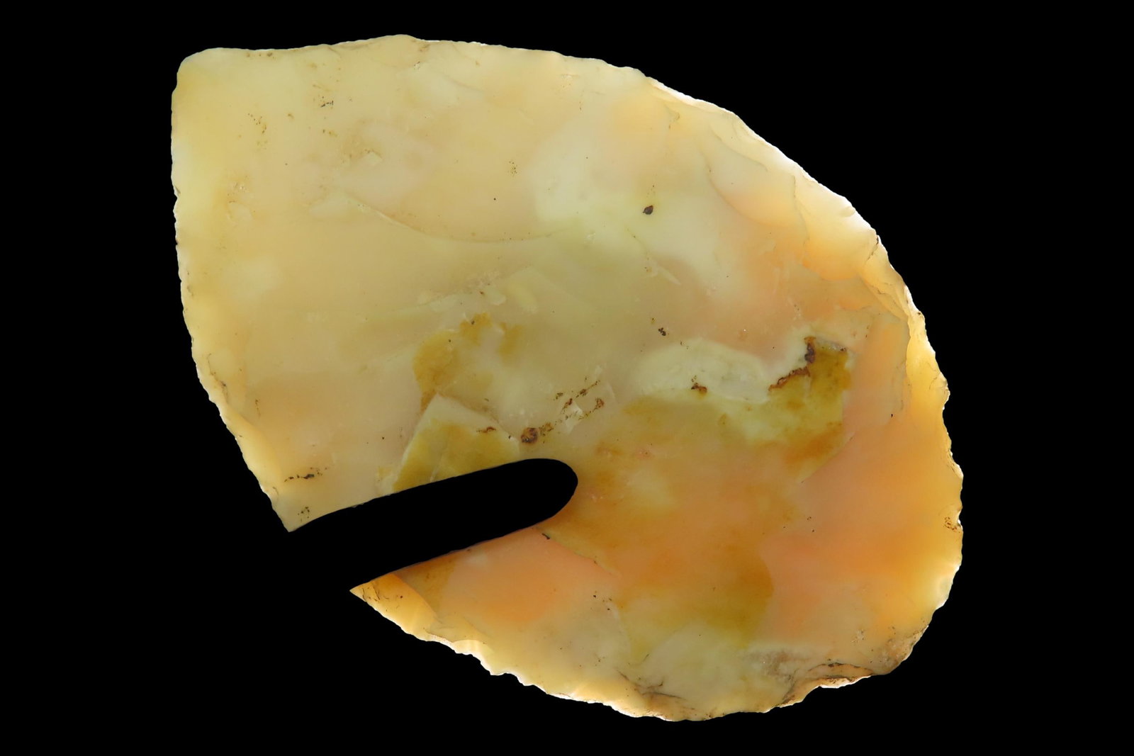 Colorful Translucent 2 7/16" Flint Ridge Ovoid Knife Blade found in Scioto County Ohio. (1 of 9)