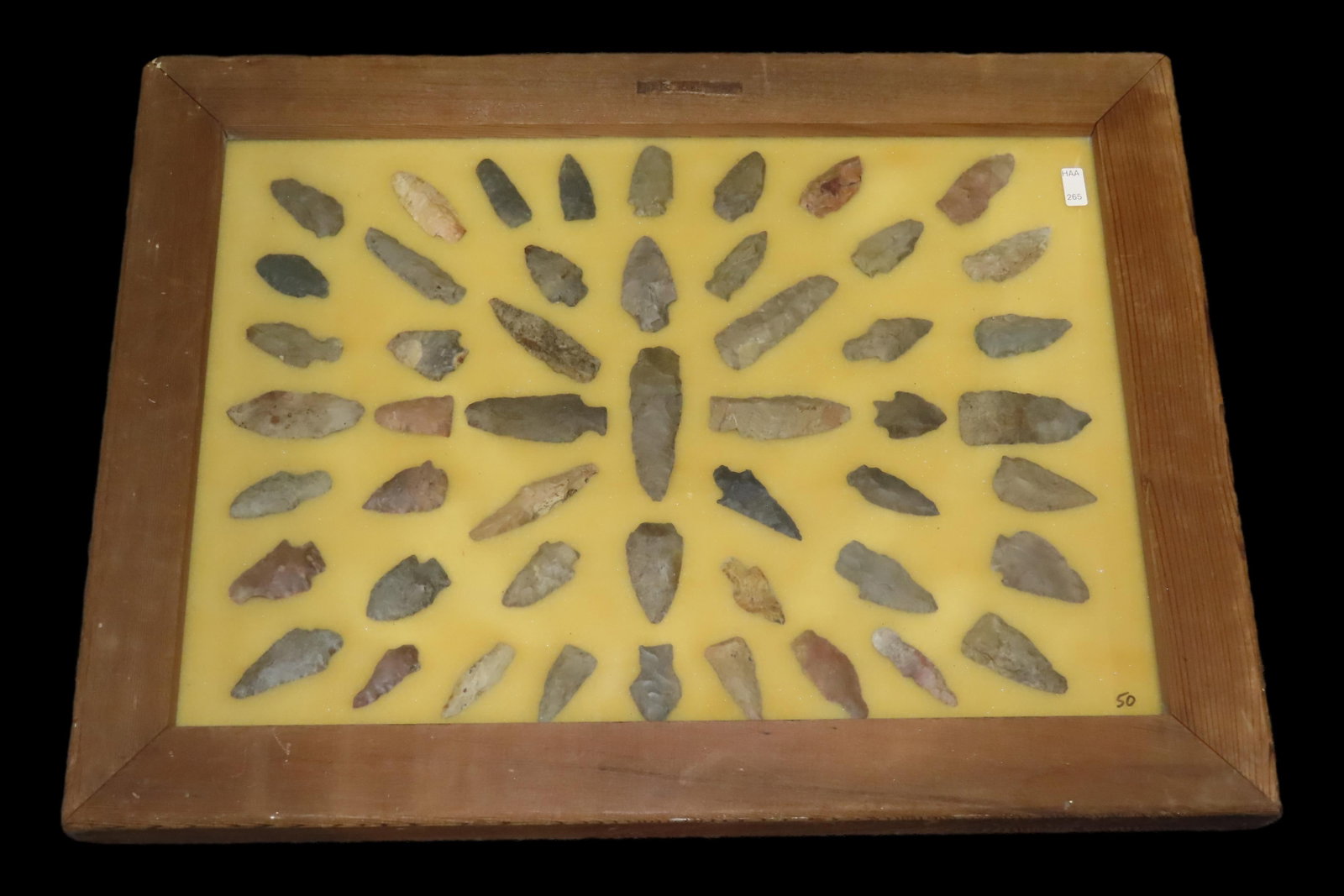 24" x 18" Frame full of Arrowheads found in Wayne & Hardin County Tennessee by Boyd Cole. Indian (1 of 6)