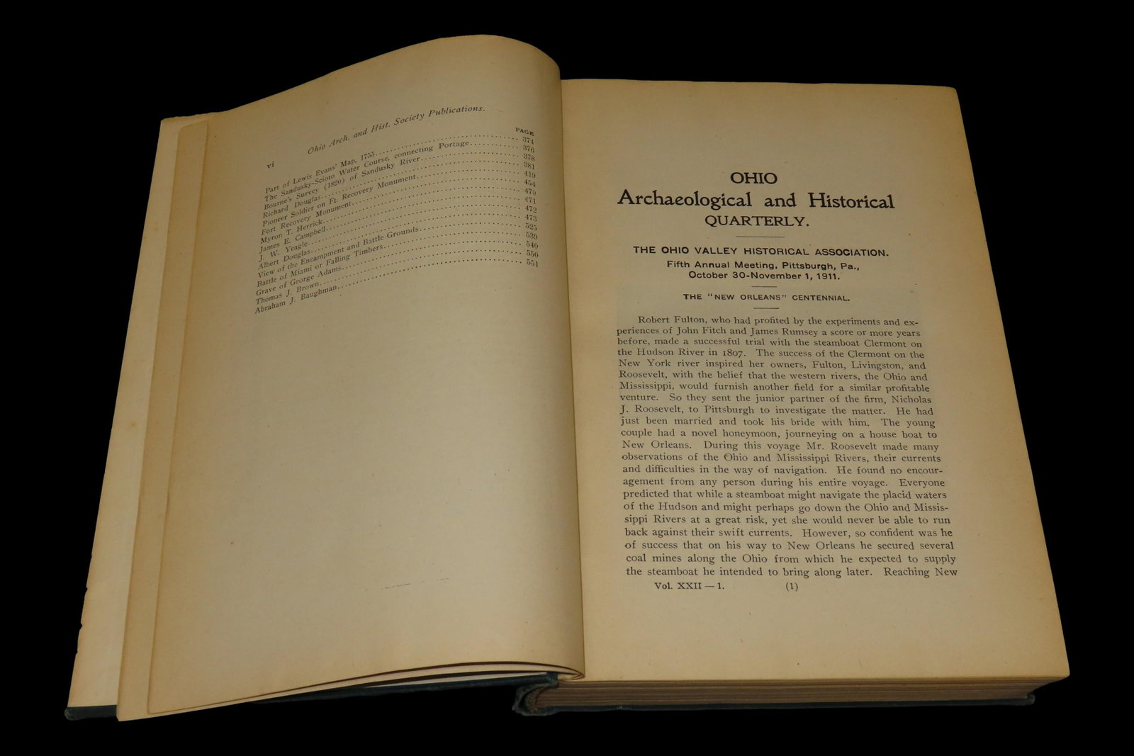 1913 FIRST EDITION HARDBACK; OHIO ARCHAEOLOGICAL AND HISTORICAL SOCIETY PUBLICATIONS VOLUME 22, 567 (1 of 3)