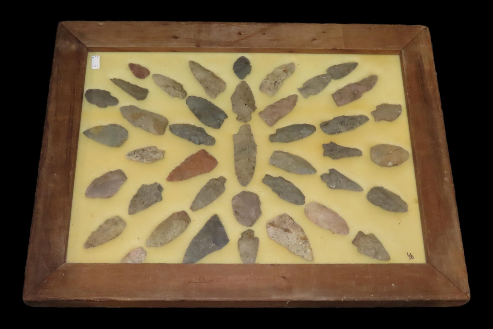 24" x 18" Frame full of Arrowheads found in Wayne & Hardin County Tennessee by Boyd Cole. Indian (1 of 6)
