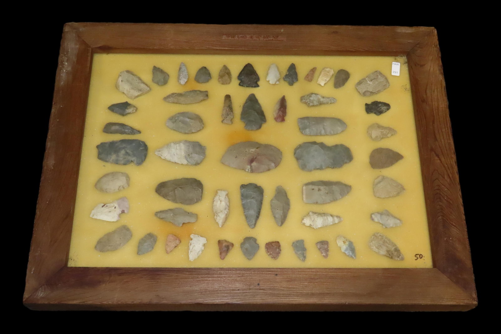24" x 18" Frame full of Arrowheads found in Wayne & Hardin County Tennessee by Boyd Cole. Indian (1 of 6)