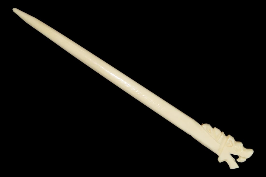 6" Effigy Engraved Roman Hairpin, Highly Polished Bone. (1 of 7)