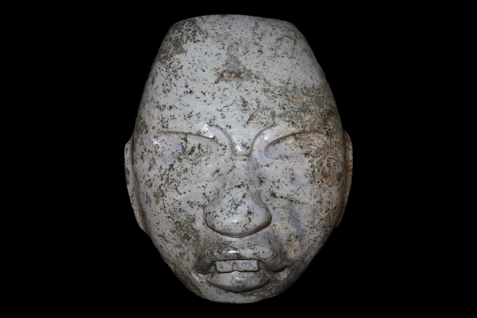 Phenomenal 7 3/4" Teotihuacan Mask, Central Mexico. Motley COA. Oustanding example with Great: Phenomenal 7 3/4" Teotihuacan Mask, Central Mexico. Motley COA. Oustanding example with Great details, incredible polish, and wonderful color! Ex Dr. Robert Gonzalo Collection.
