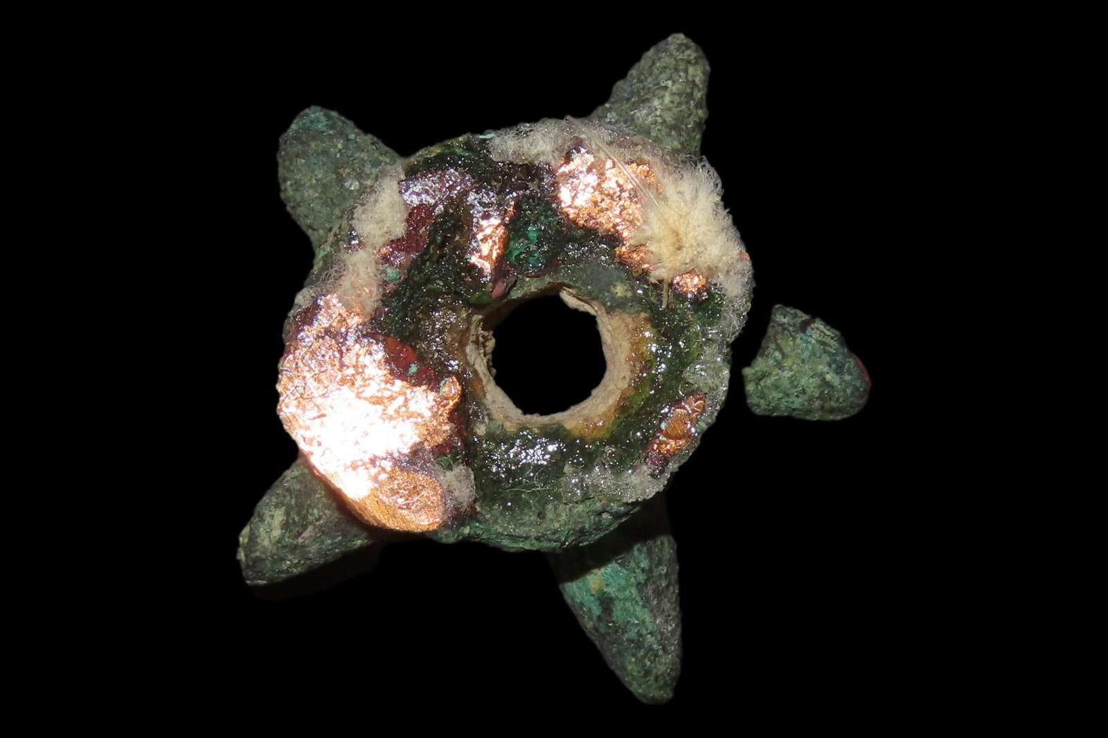 Rare Copper Mace Head Effigy Pendant / Bead. Peru. Nicely detailed example, a nice Miniature example (1 of 4)