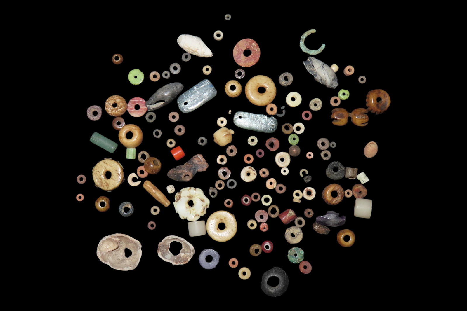 Nice Large Group Lot of Pre-Columbian Beads from Mexico. Including Stone, Shell, Jade, Copper, & (1 of 5)