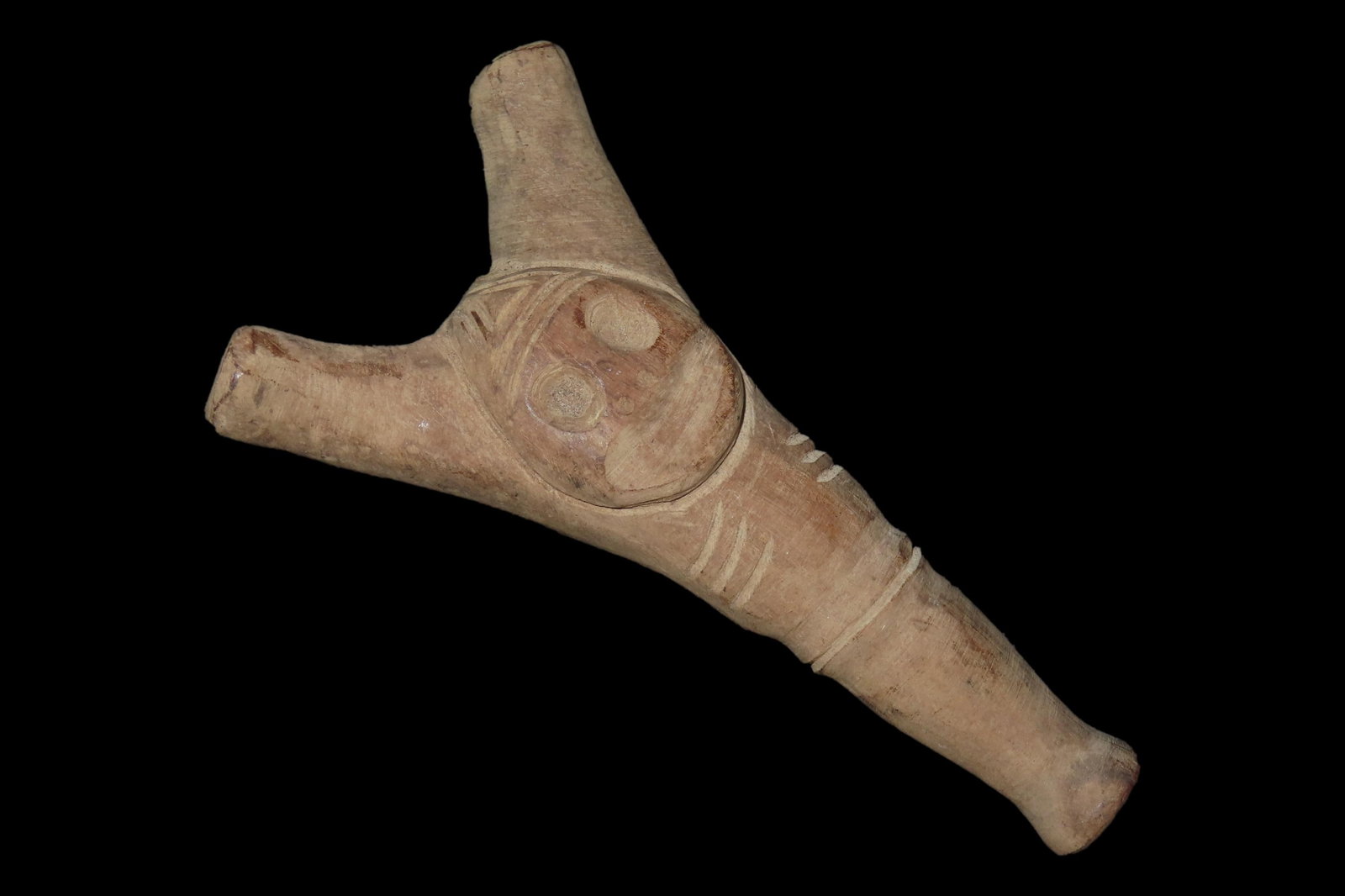 Rare Pre-Columbian Taino Human Effigy Cahoba / Drug Inhaler found in Puerto Rico. Motley COA. Dual (1 of 8)