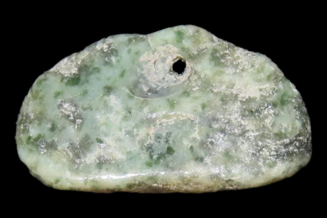 Colorful Highly Polished Pre-Columbian Mezcala Jadeite Bead, Mexico. (1 of 3)