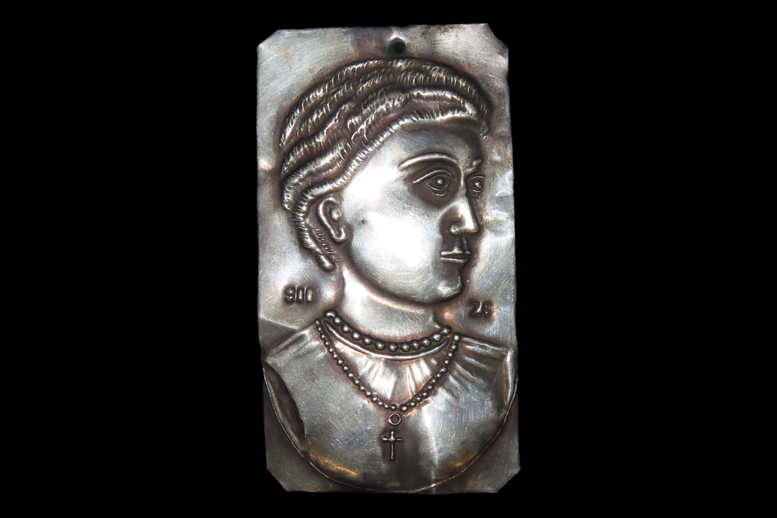 3 3/8" Vintage 1800's Ex Voto Milagro Pendant. Colonial Era Religeous Offerings for Well Being,: 3 3/8" Vintage 1800's Ex Voto Milagro Pendant. Colonial Era Religeous Offerings for Well Being, Healing, or Giving Thanks for a Miracle. This one is Silver Plated.