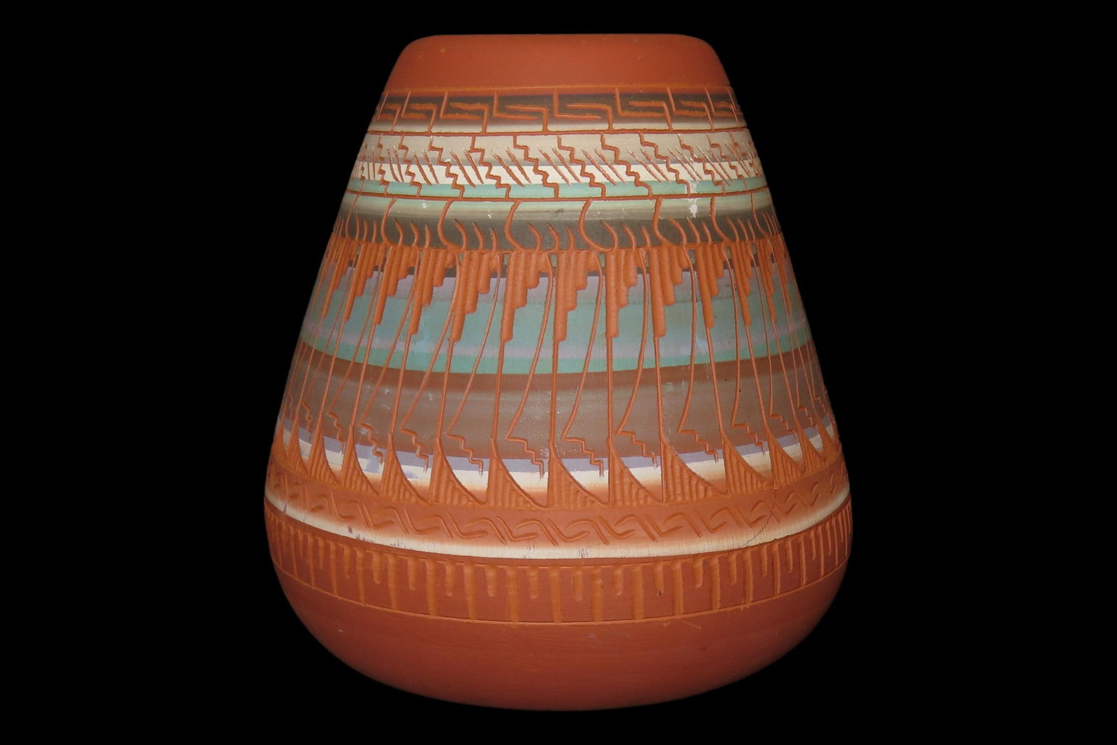 Beautiful Southwest Navajo Indians Pottery Vase / Jar / Bowl. Original Hand Painted / hand Etched (1 of 5)