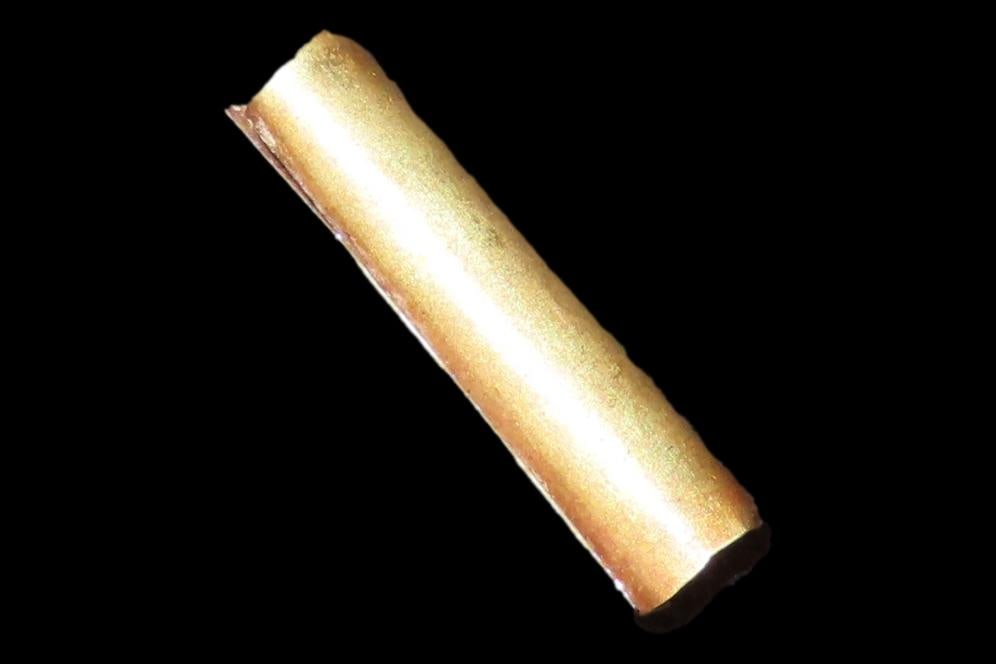 Rare Pure Gold Tube Bead, Peru, Made from Solid Gold, Nice Example. Great piece of Ancient History: Rare Pure Gold Tube Bead, Peru, Made from Solid Gold, Nice Example. Great piece of Ancient History & Ingenuity!