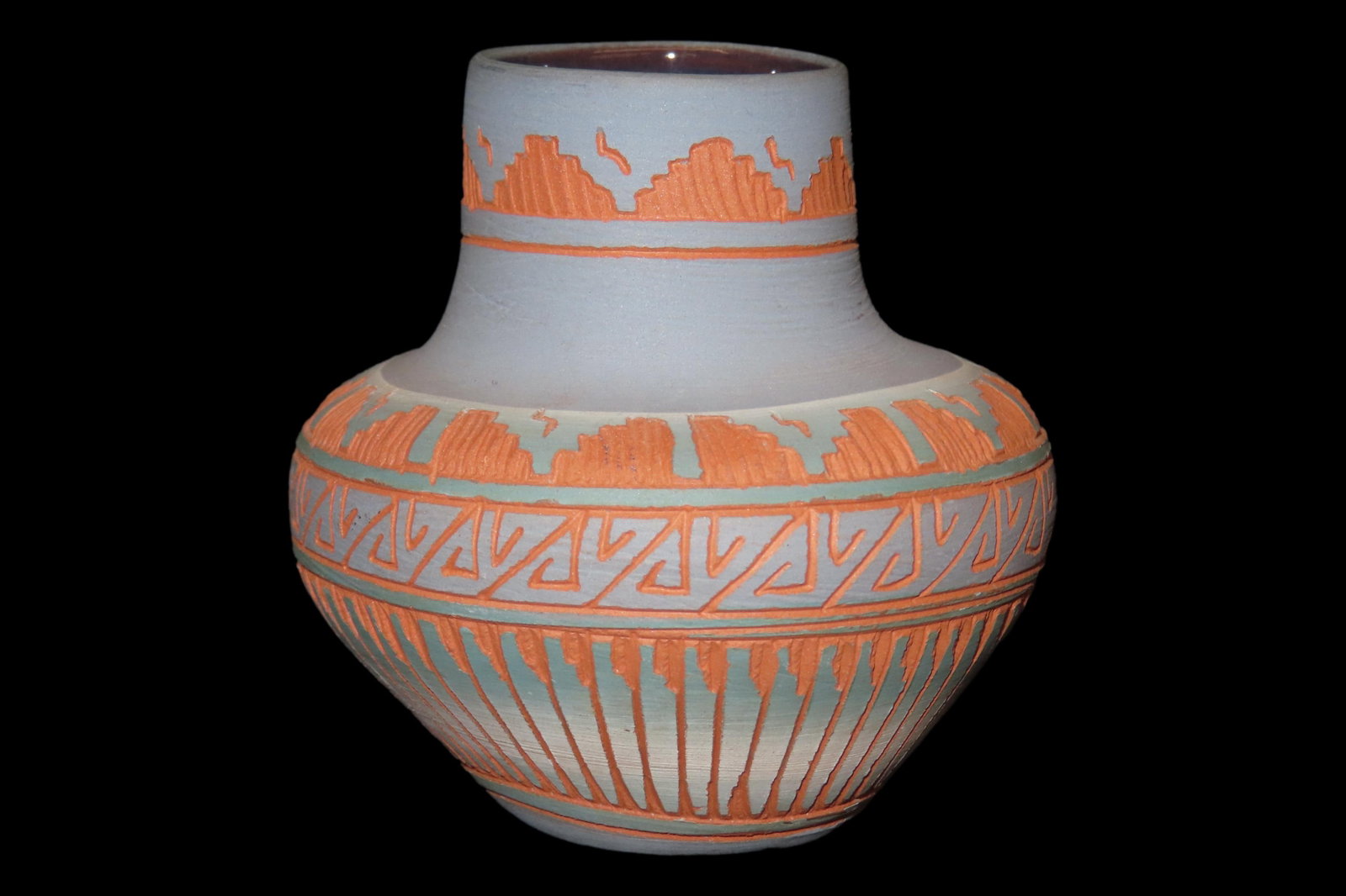 Beautiful Southwest Navajo Indians Pottery Vase / Jar / Bowl. Original Hand Painted Example. Signed (1 of 5)